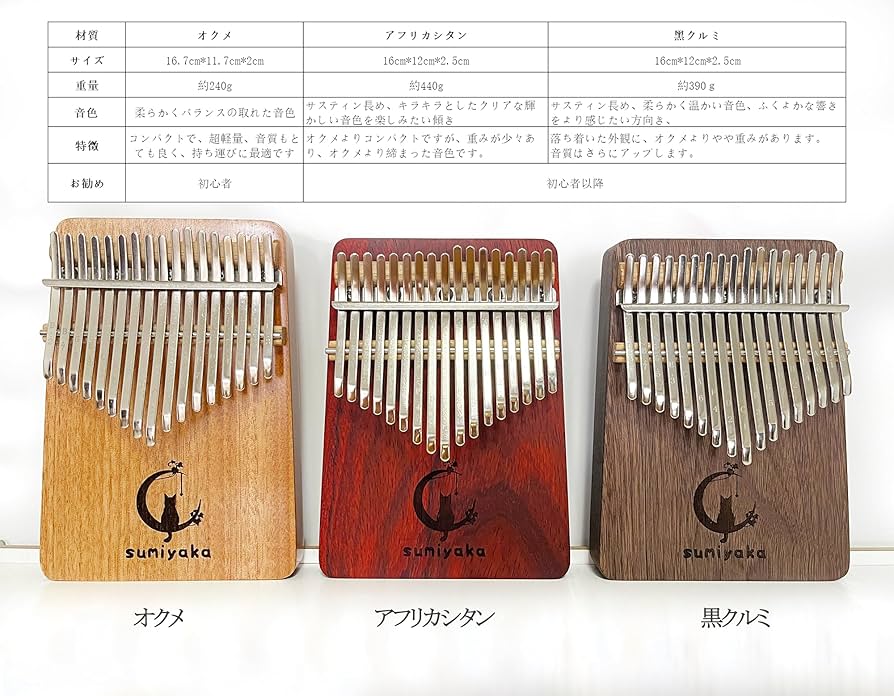 Amazon.co.jp: Sumiyaka Kalimba 17 Keys Solid African Citan/Cat