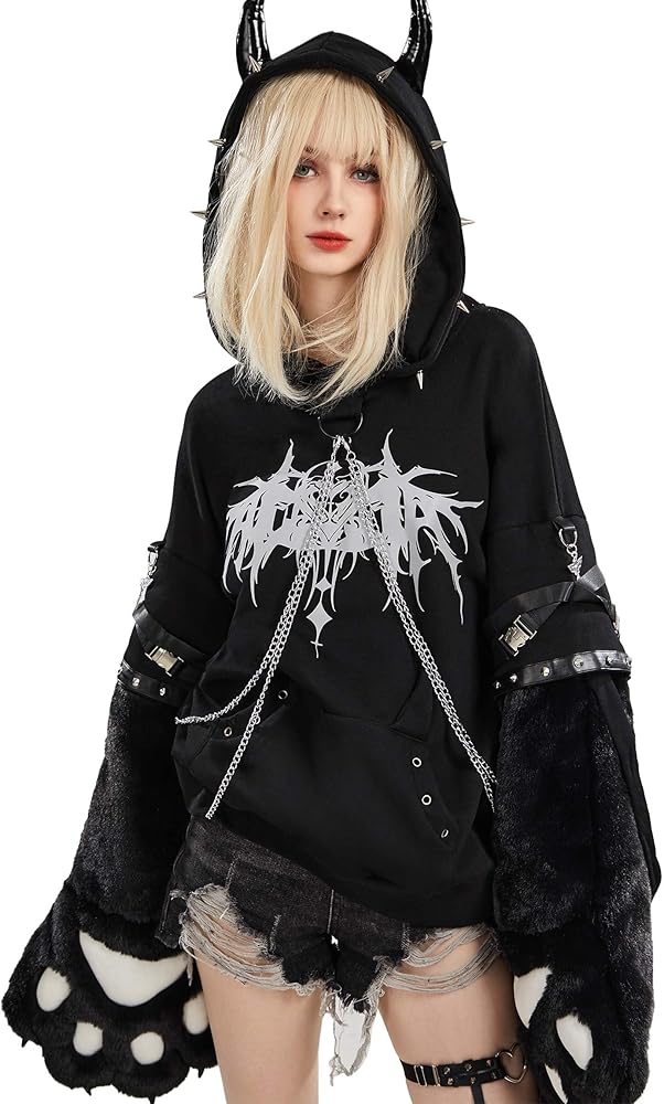 Amazon.com: Micotaku Women's Pullover Hoodie Detachable Furry Paw