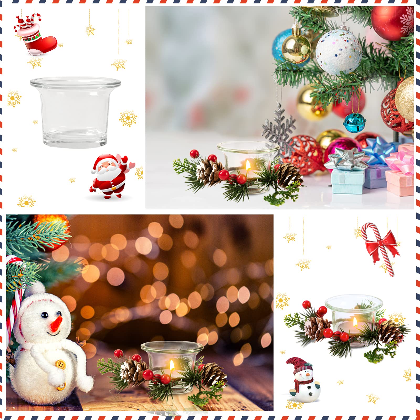 Amazon.co.jp: クリスマス用ガラスキャンドルホルダー 4個セット