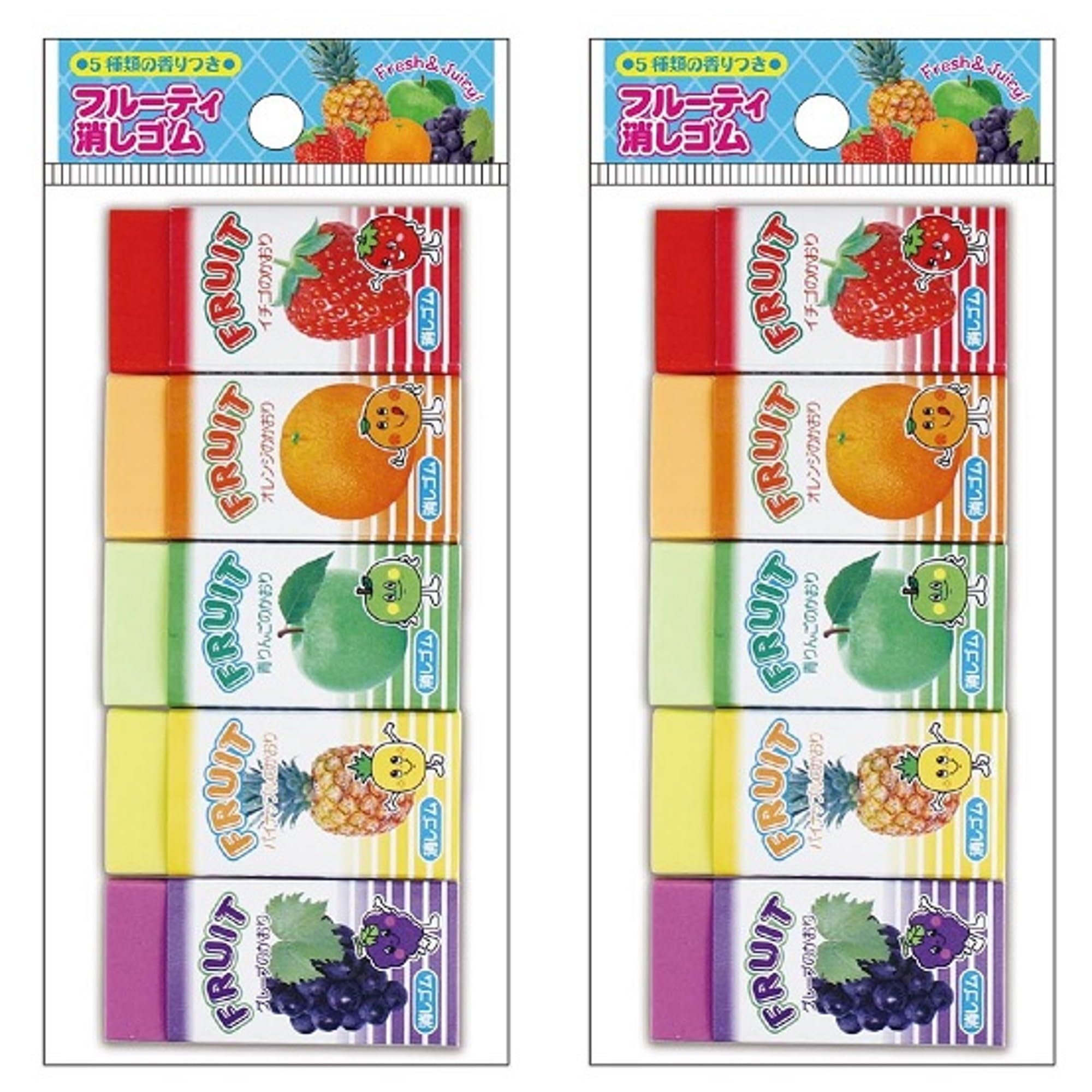 Amazon | フルーティー 消しゴム 5種類 × 2個 | 小学生 フルーツ