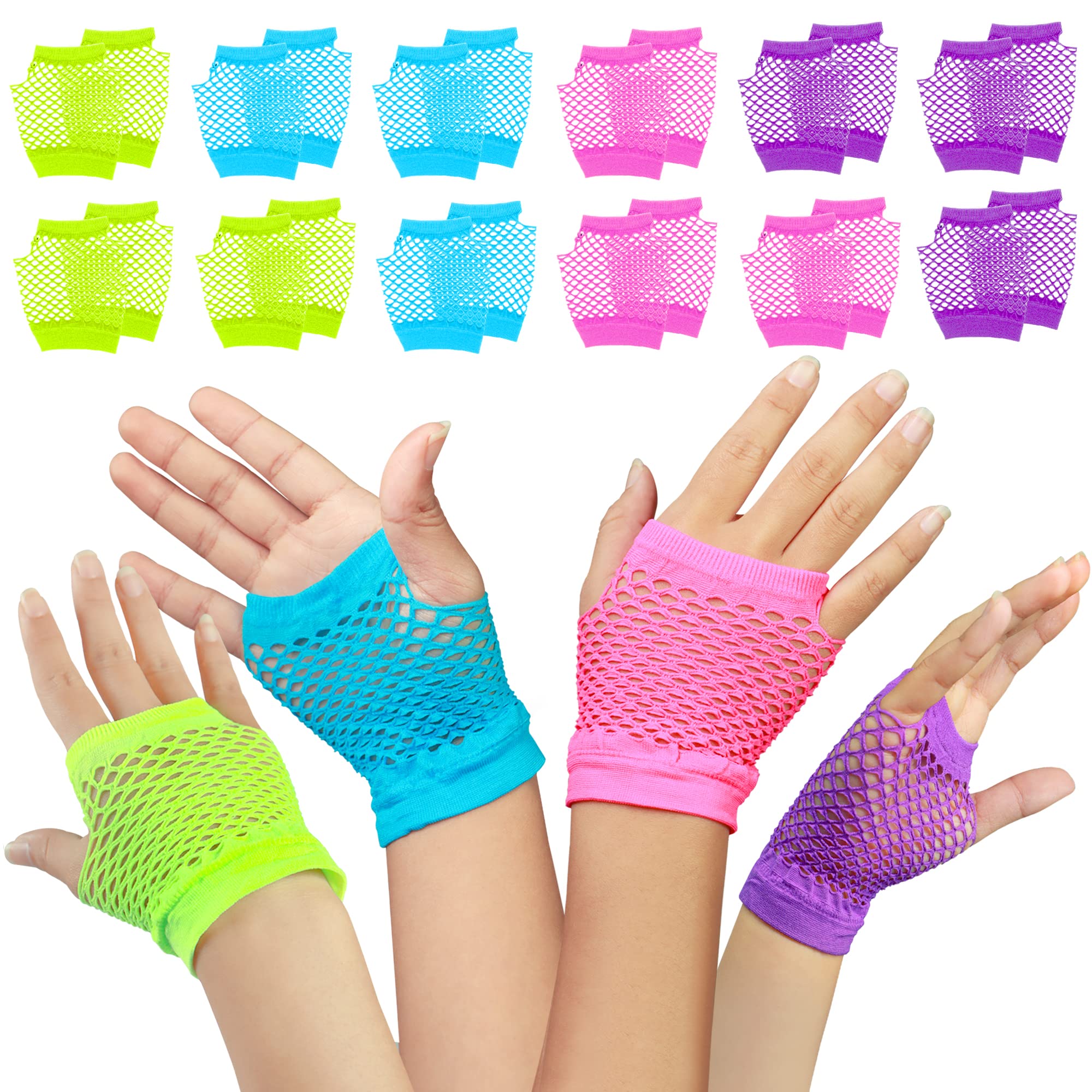 Amazon.com: Novelty Place 12 Pairs of Fingerless Fishnet Neon
