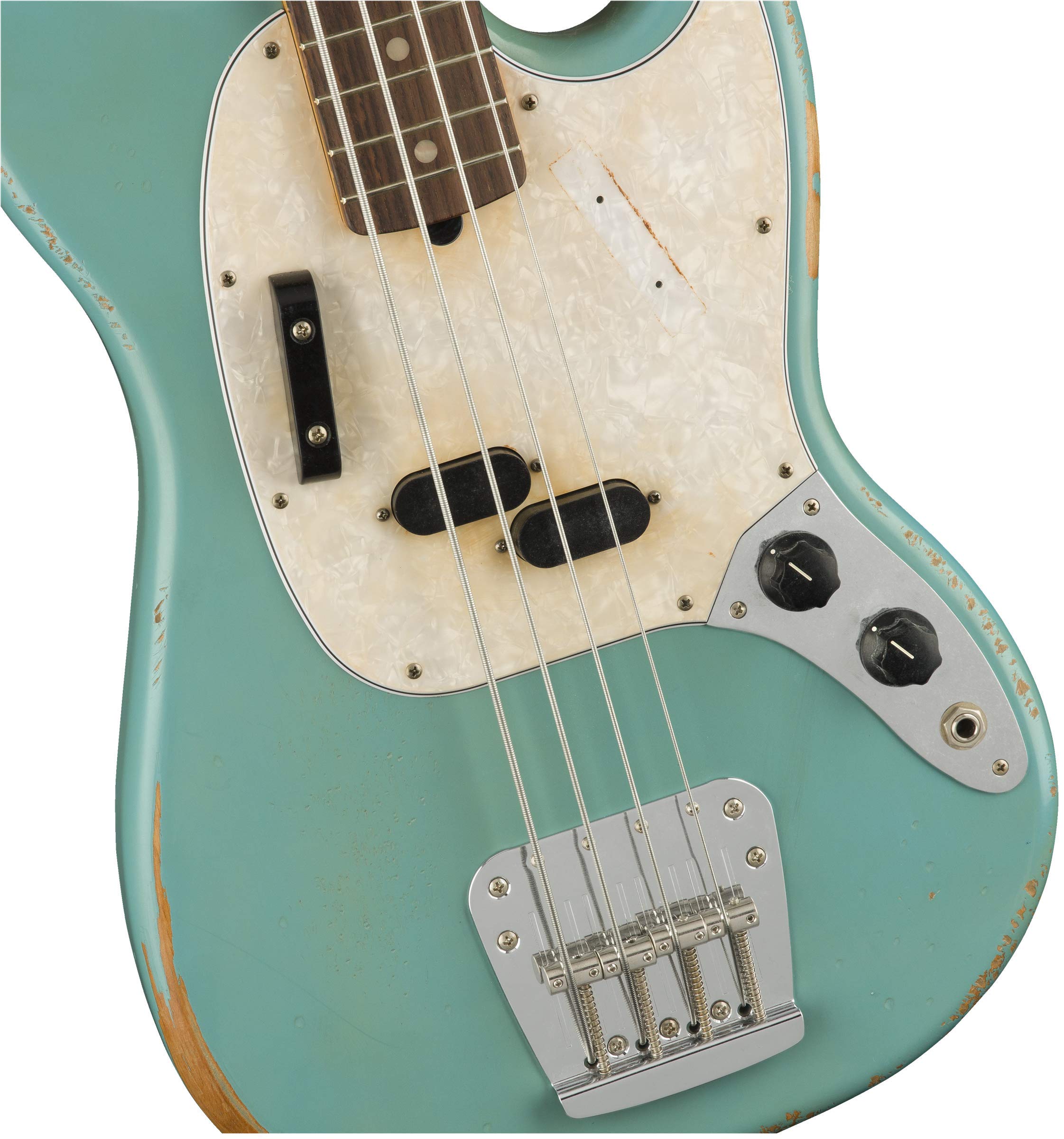 Amazon.com: Fender JMJ Road Worn Mustang Bass, Faded Daphne Blue