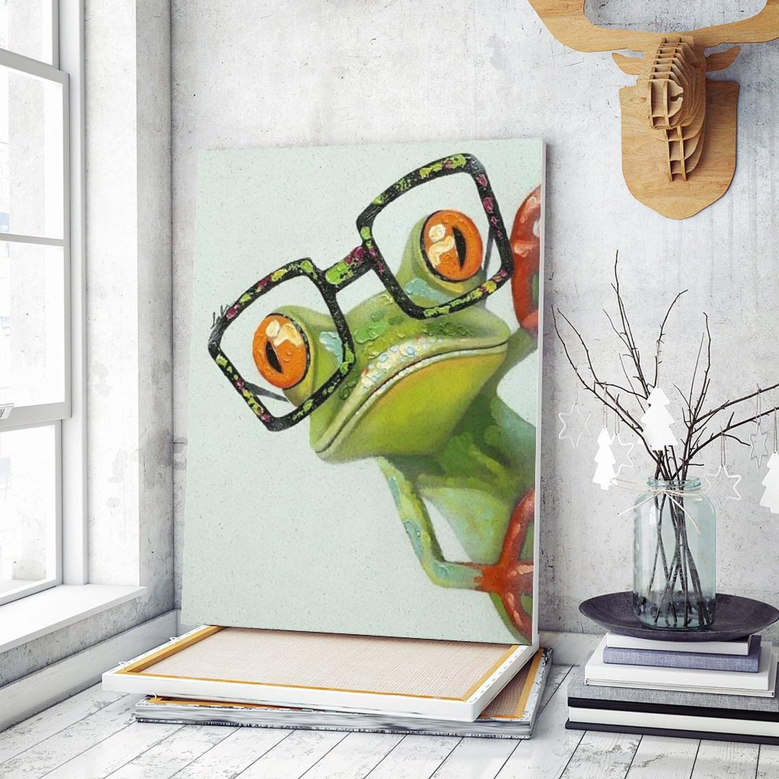 Amazon | メガネをかけたカエル 数字油絵 野生動物のアートスタイル