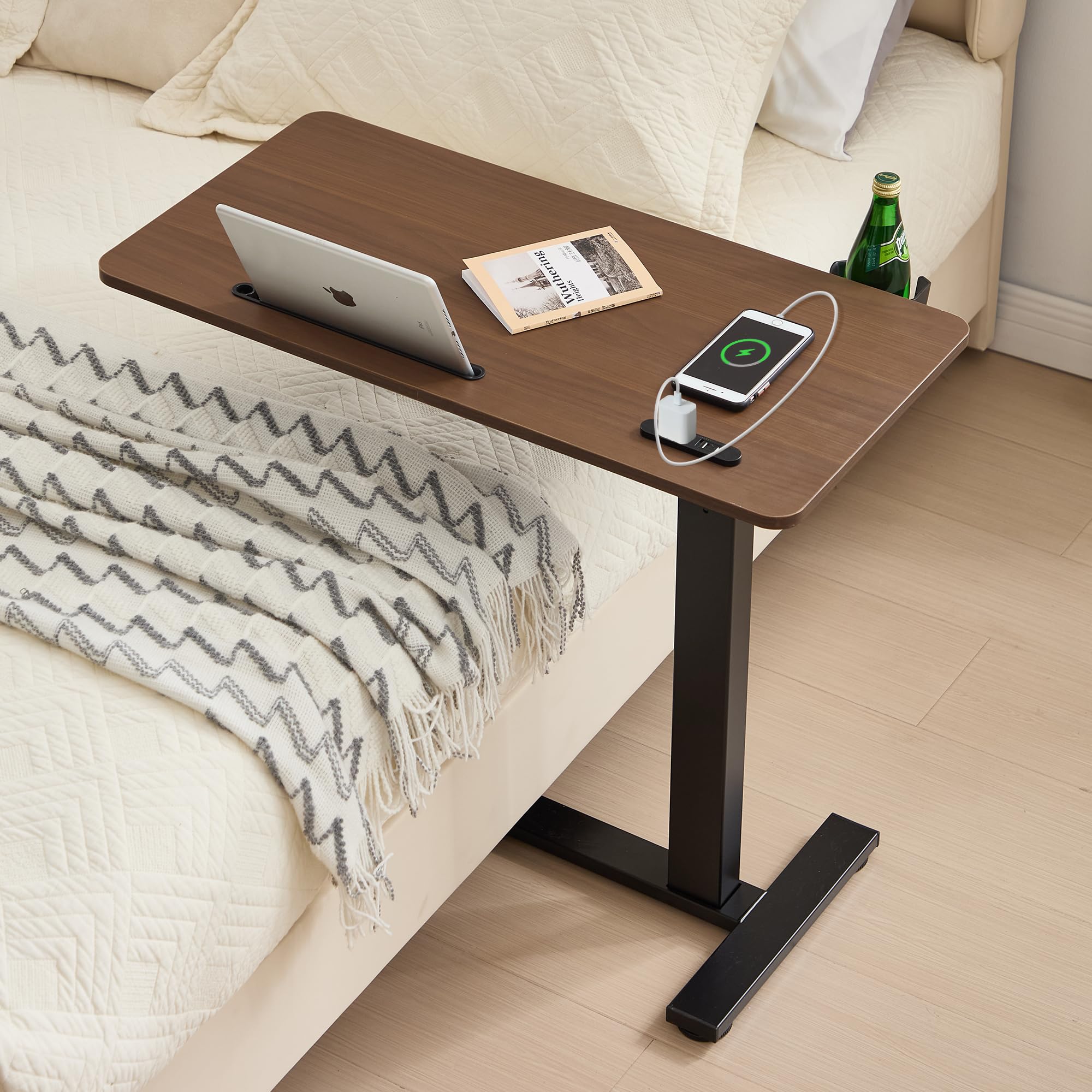 Amazon｜LEADHIGH サイドテーブル キャスター付き 昇降式デスク