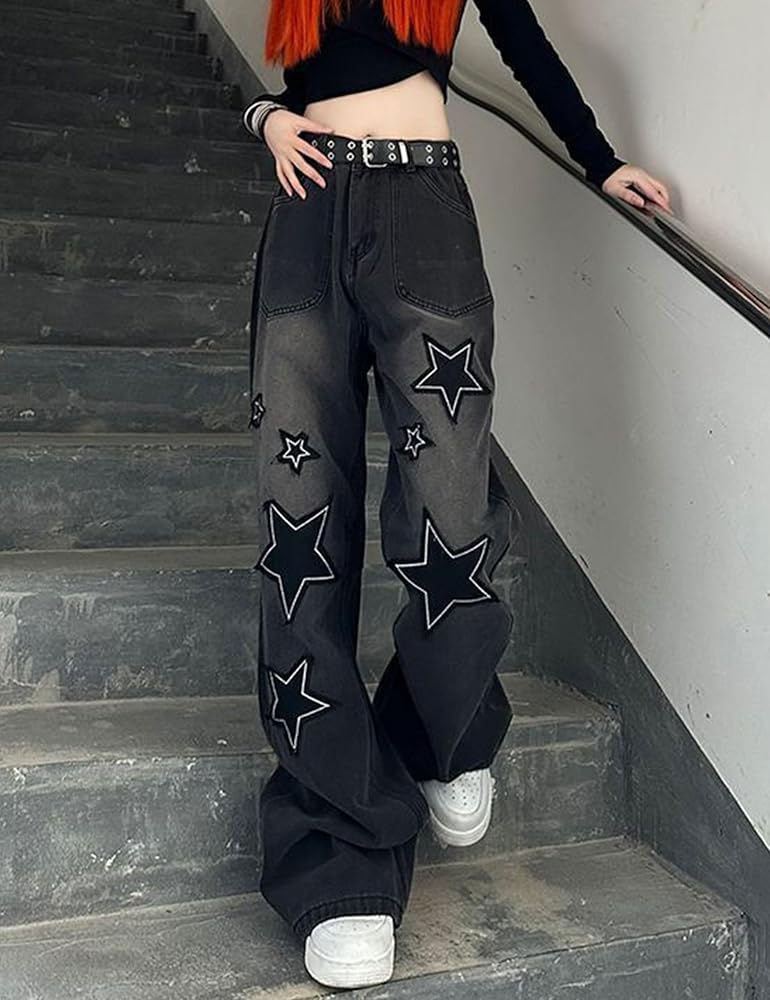 Y2k Pants Women Baggy Graphic Star Jeans Vintage Hip Hop Demin