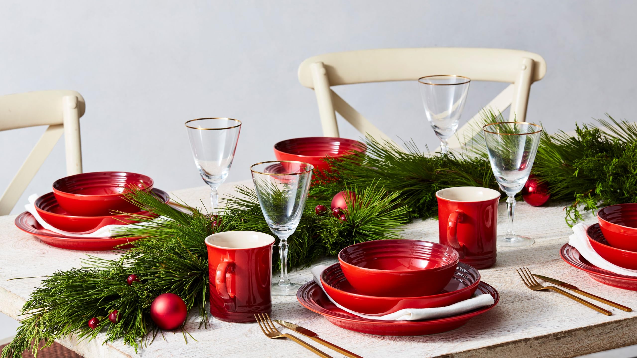 Amazon.co.jp: Le Creuset ストーンウェア食器セット 16点 チェリーズ