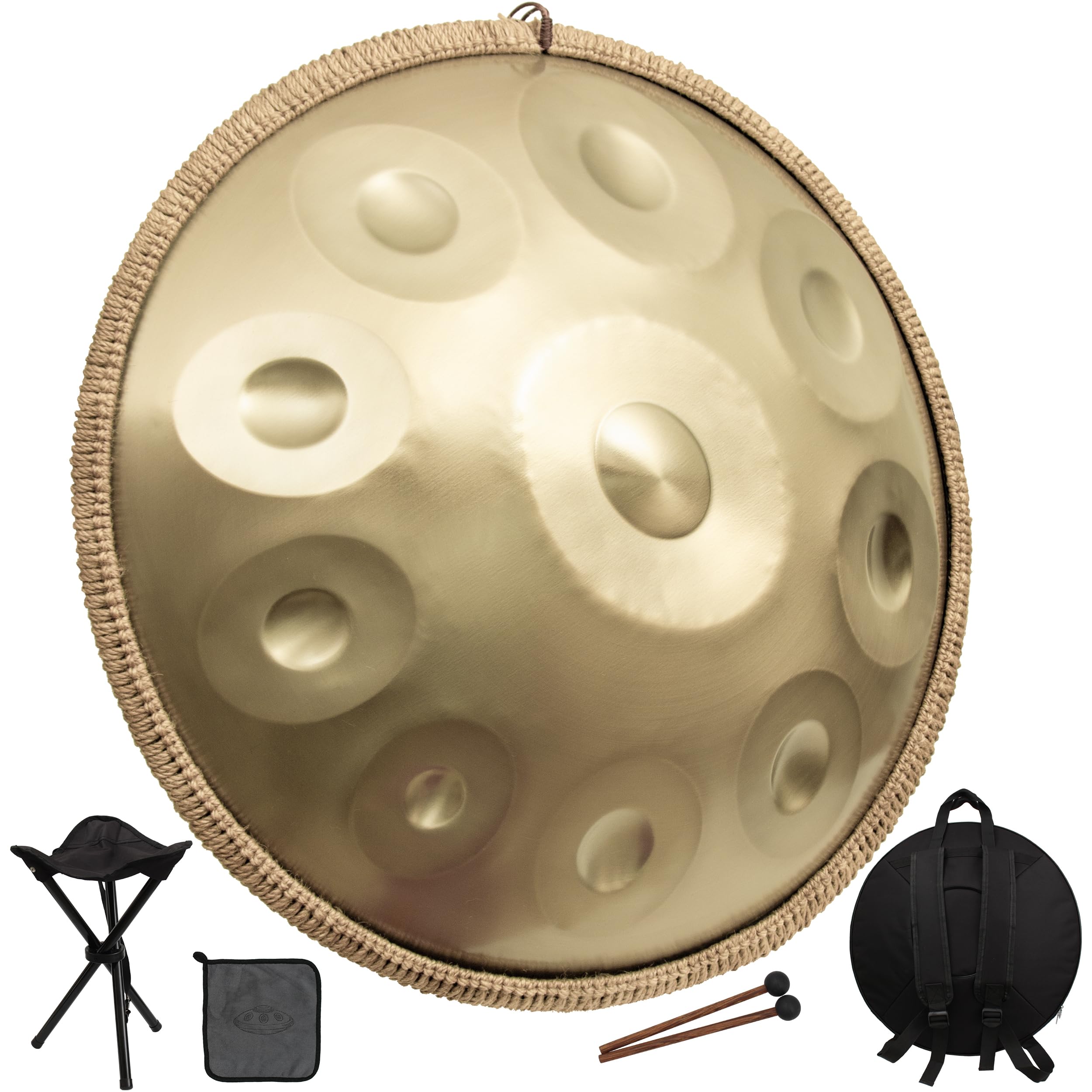 ハンドパン 10音 Dマイナー 約56cm ステンレス製 ケース・スタンド付