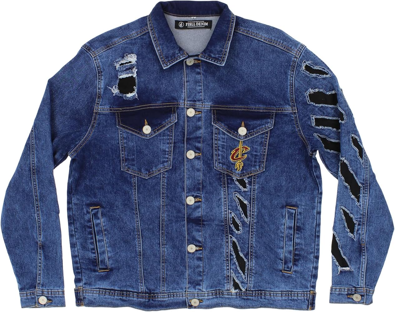 Amazon.com: FISLL NBA Men's Ice Denim Jacket with Distressed