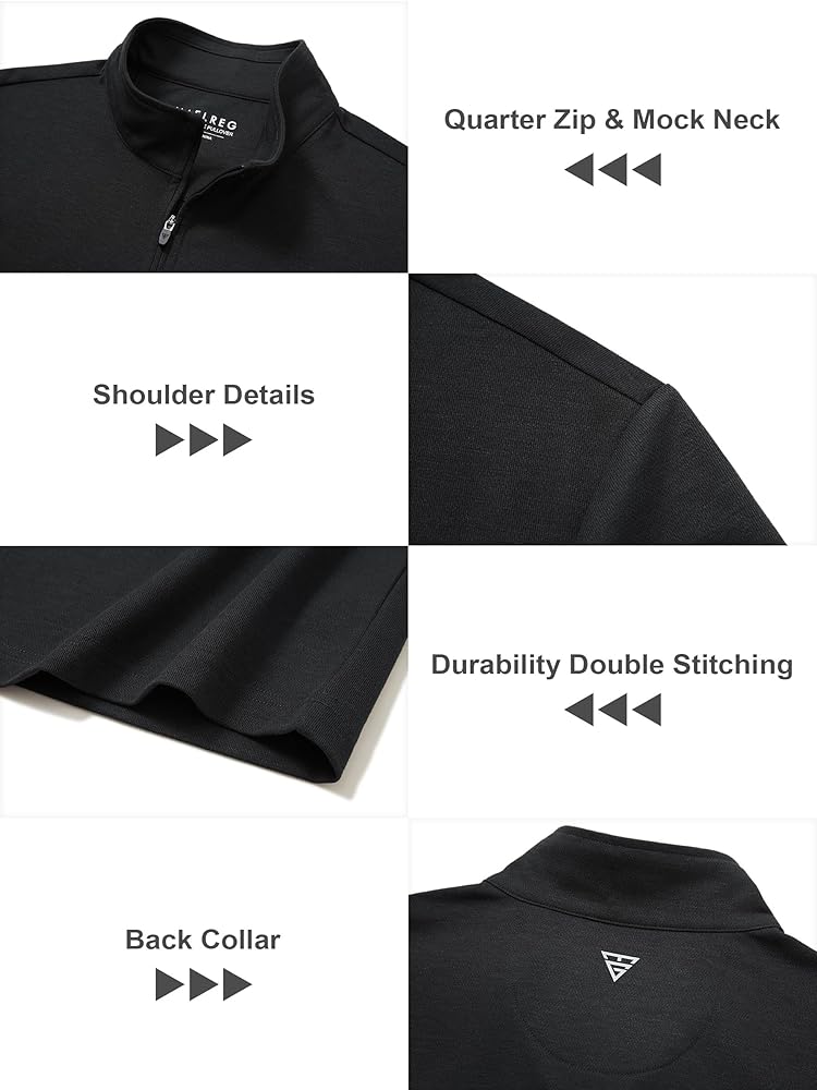 M MAELREG Mens Quarter Zip Pullover Dry Fit Mock Neck Long Sleeve