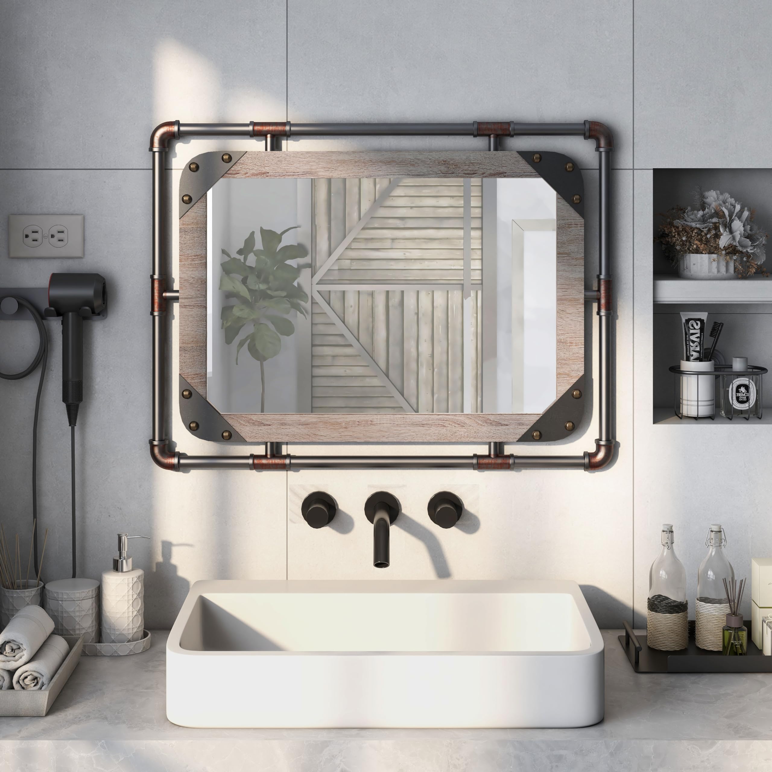 Amazon.com: 24/7 Shop at Home Marico Industrial Wall Mirrors