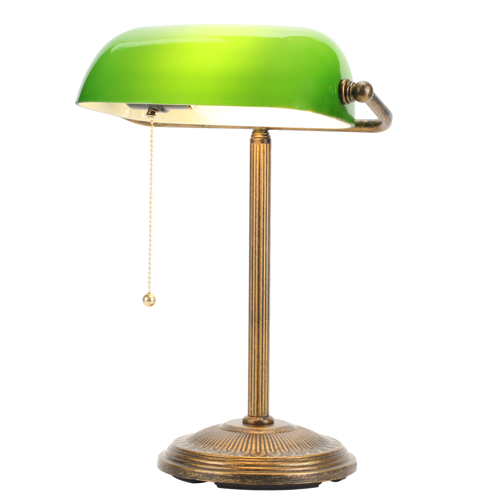 NISSAFORS Bankers Desk Lamp, Green Glass Shade, Vintage Desk Lamp