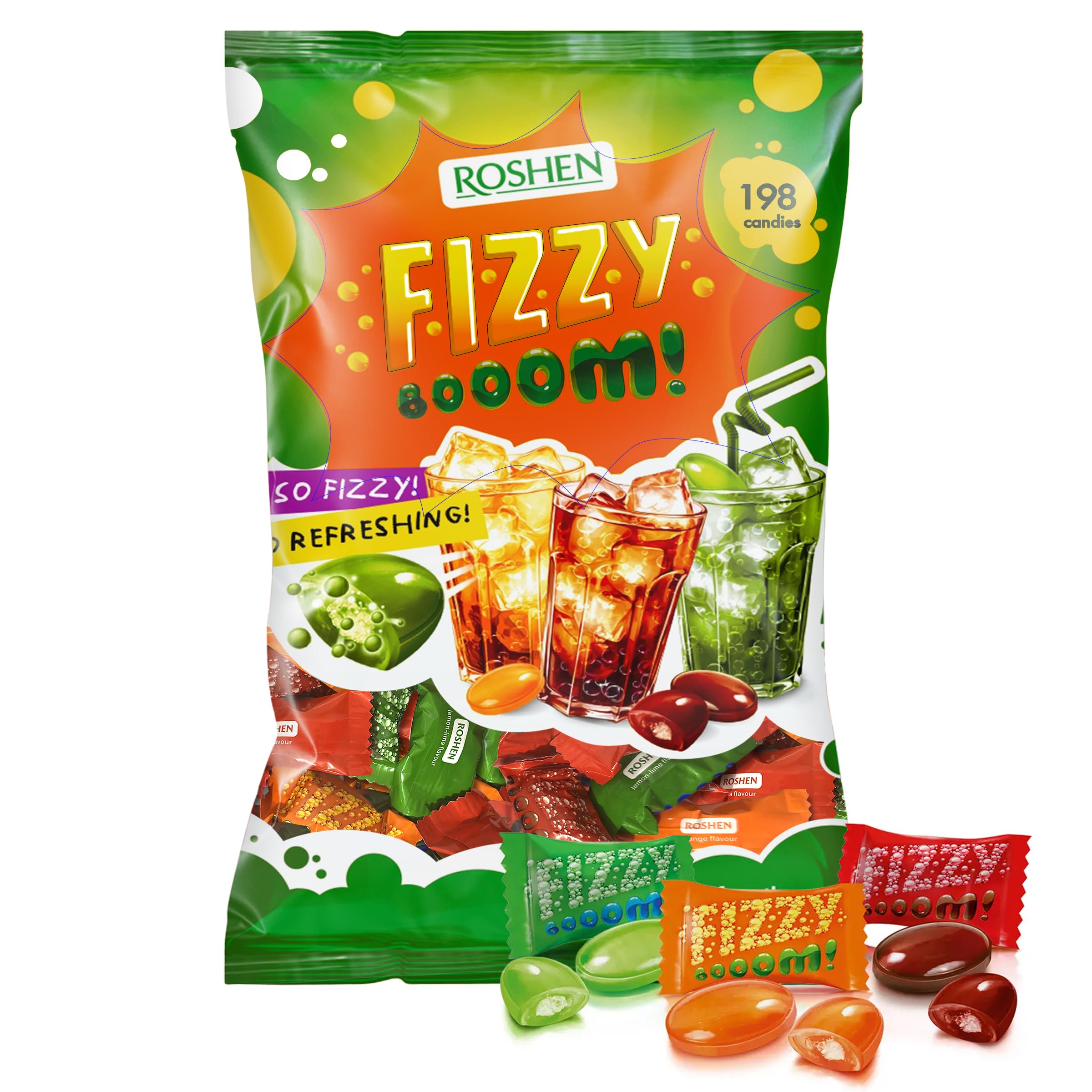 Amazon.com : Roshen Fizzy Boom Candy – 2.2 lb Bulk Bag of Fizzy