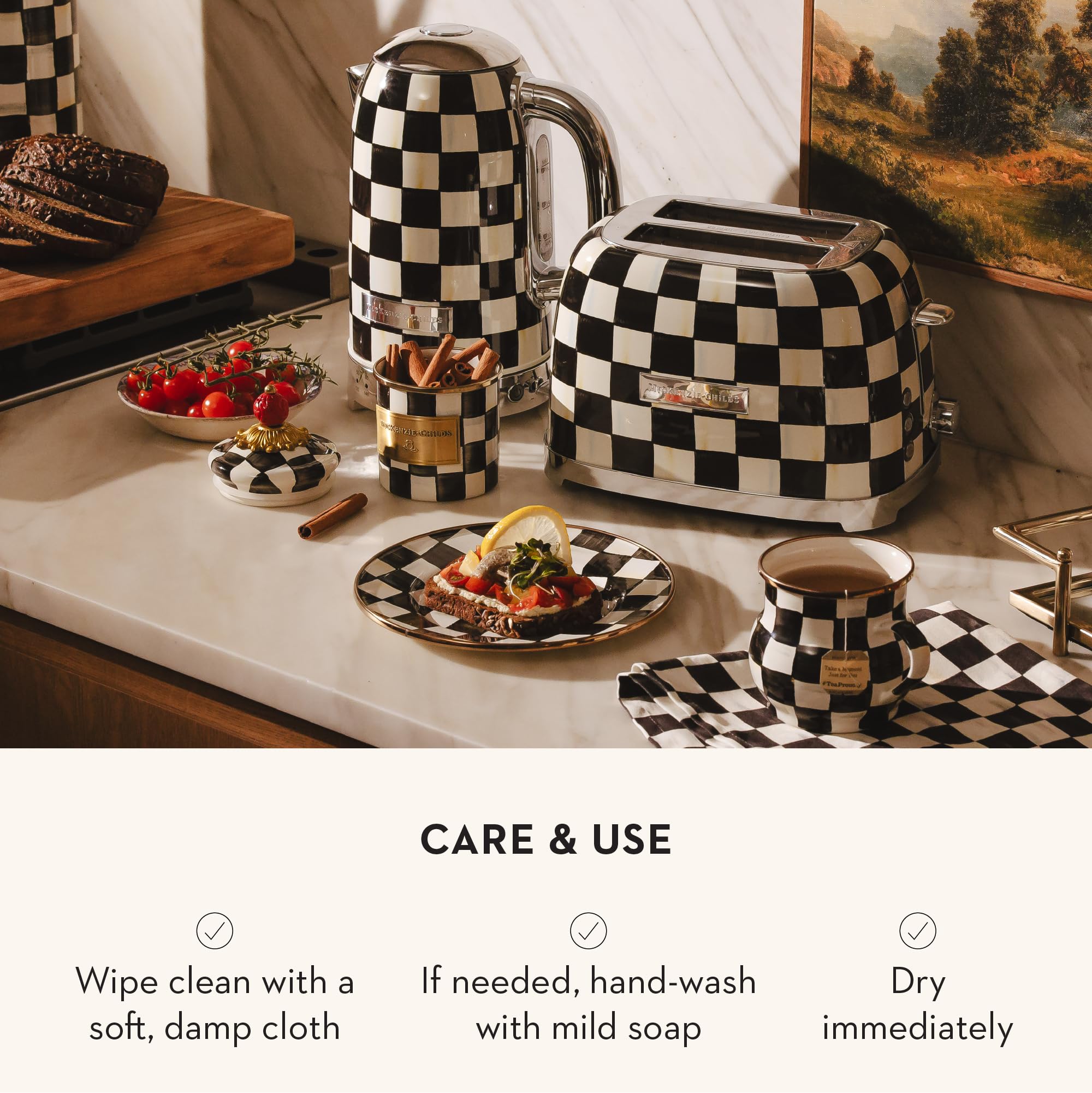 Amazon.com: MACKENZIE-CHILDS Courtly Check Enamel Canister, Black