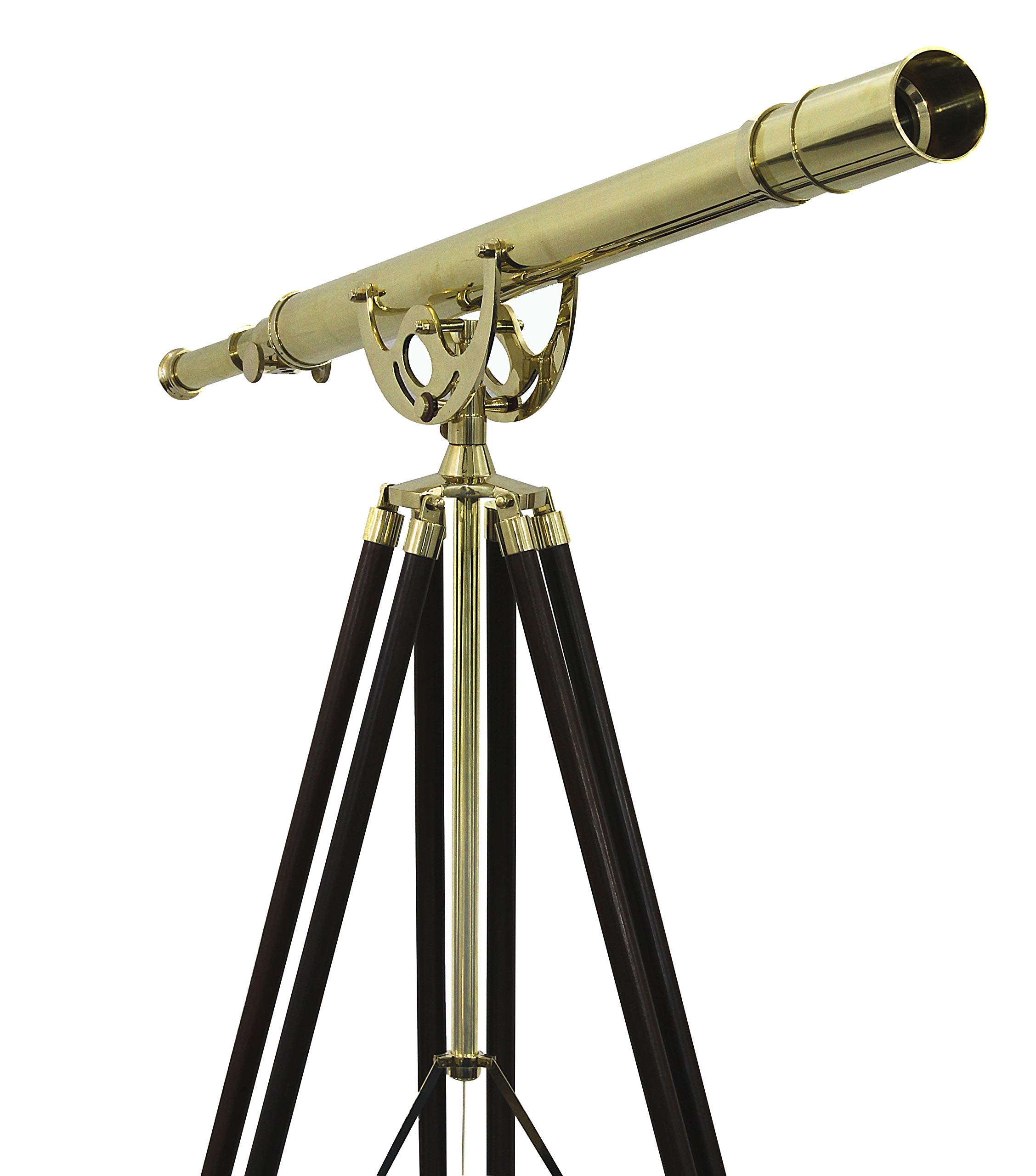 Amazon | 本物の手作り光沢真鍮望遠鏡 アンティーク木製三脚付き