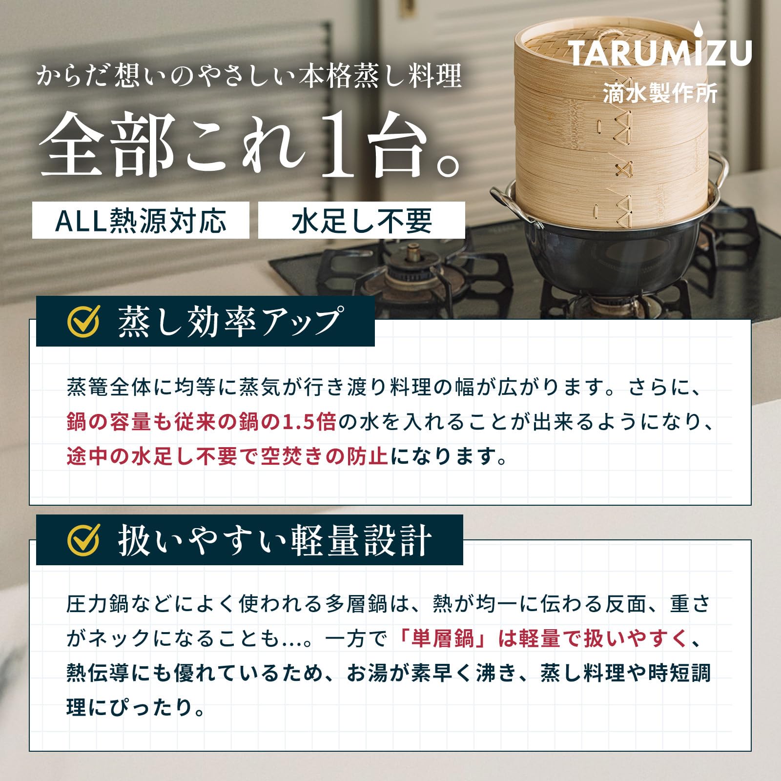 Amazon | 【LDK掲載A+】滴水製作所 竹 セイロ 24cm 直火・IH 蒸篭専用