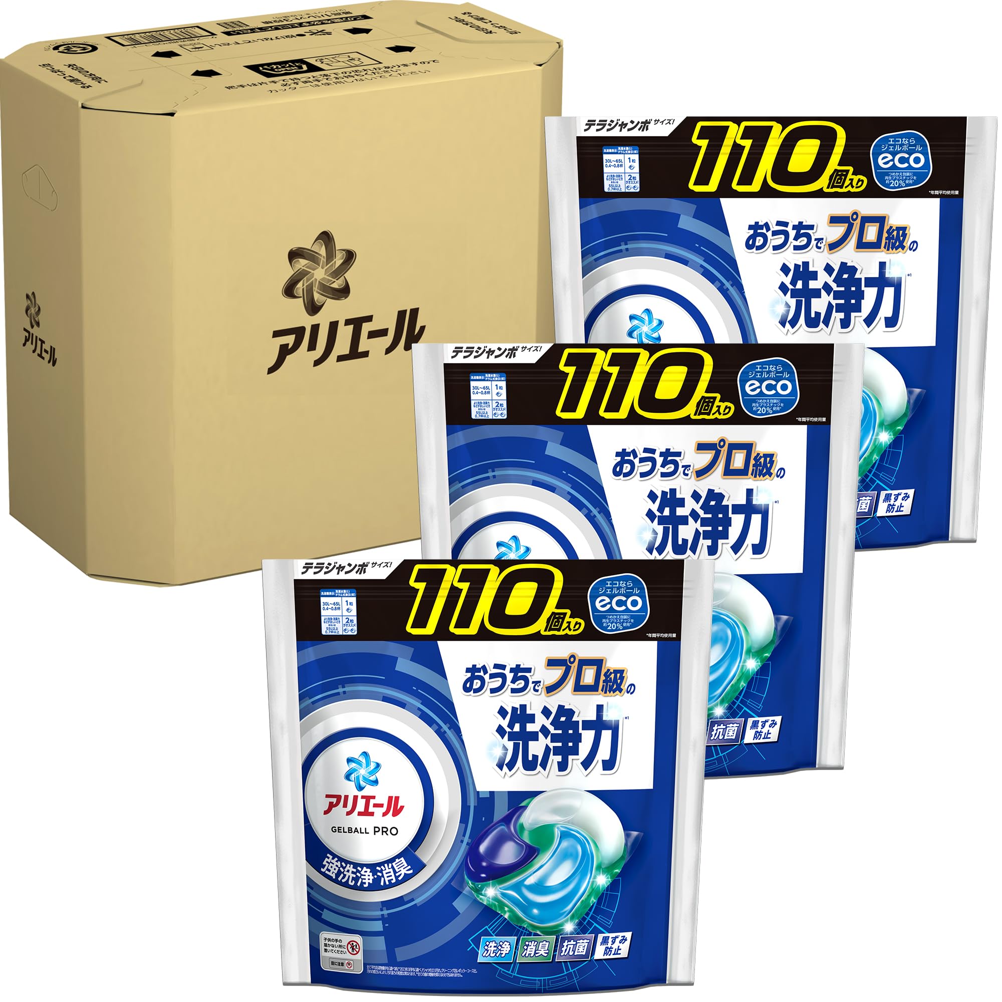 Amazon.co.jp: アリエール 洗濯洗剤 ジェルボール PRO 詰め替え 110個