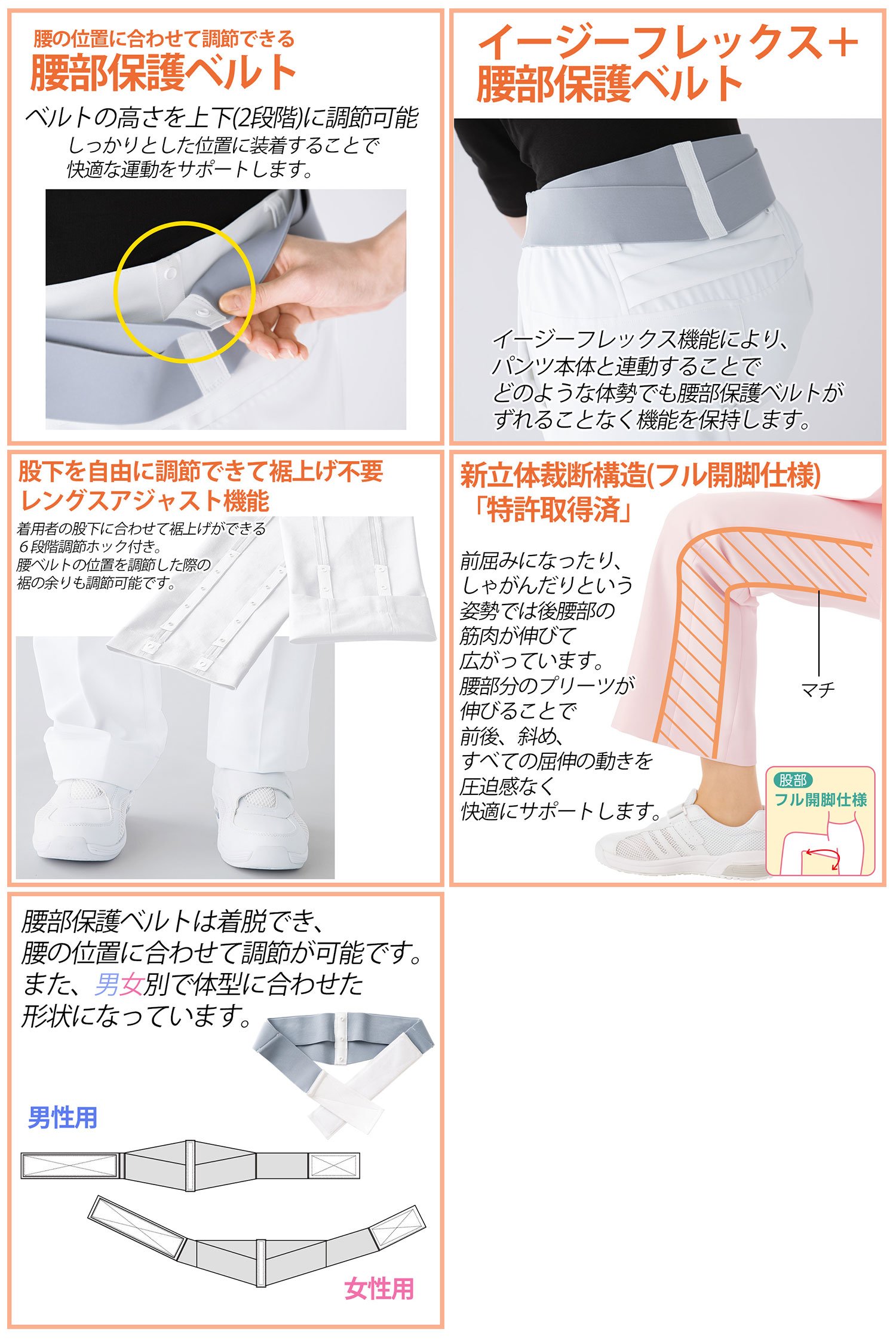 Amazon.co.jp: [ミドリ安全] 楽腰パンツ ナースウェア パンツセット