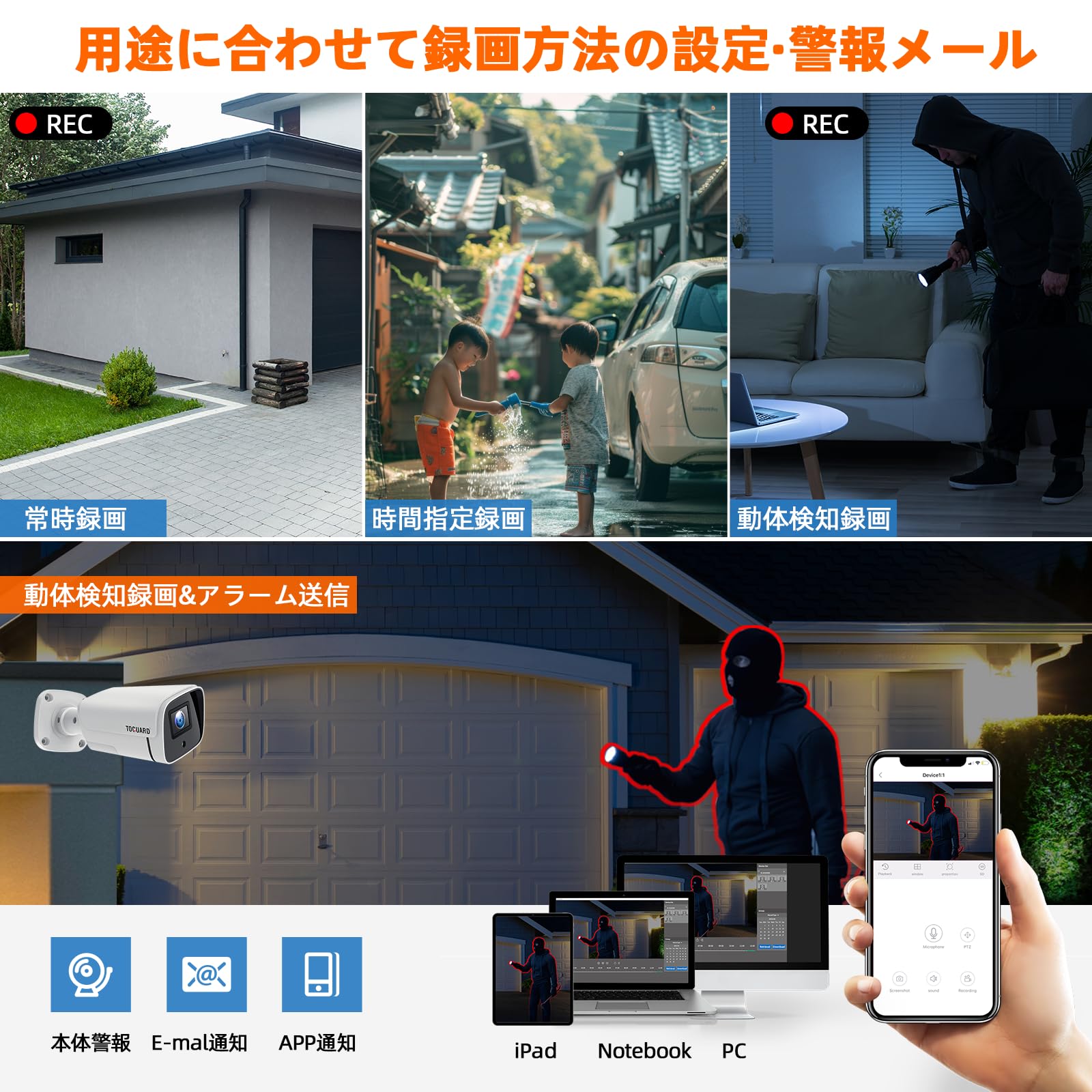 Amazon.co.jp: CAMCAMP防犯カメラ 屋外 POE 500万画素 有線 4台 防犯