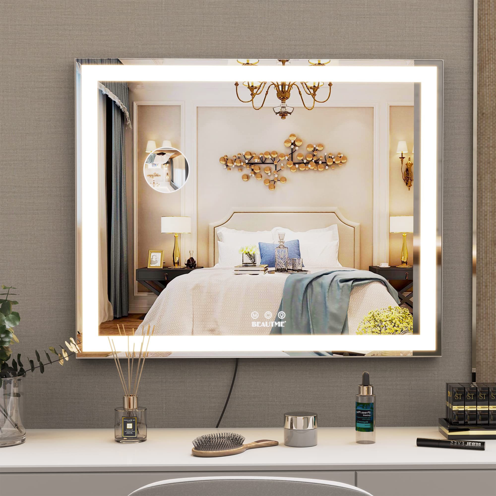 Amazon.co.jp: ANYHI 化粧鏡 女優ミラー 卓上用/壁掛け ハリウッド