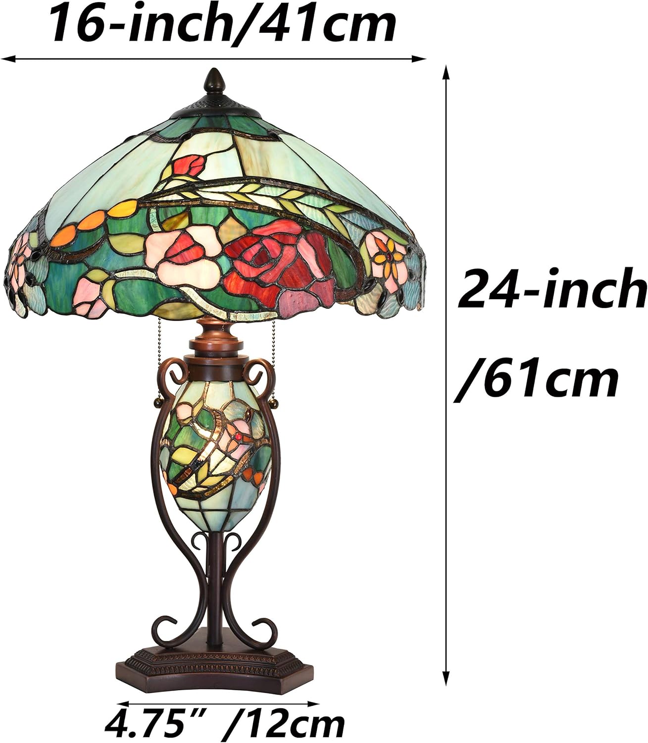 アンティークランプ】ステンドグラス スタンドランプ スタンド銅製 傘