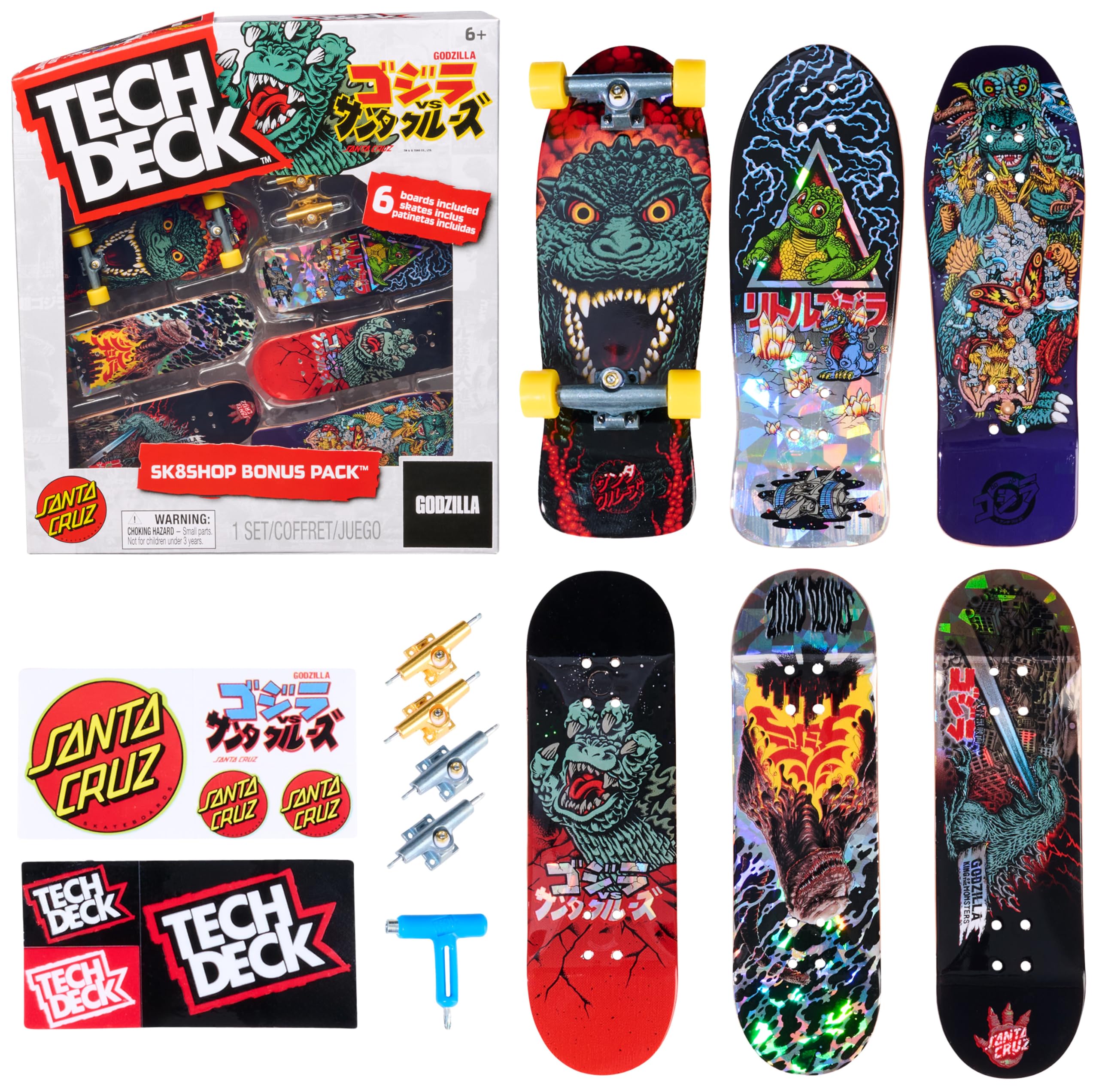 Amazon.com: TECH DECK, Godzilla Sk8shop Fingerboard Bonus Pack