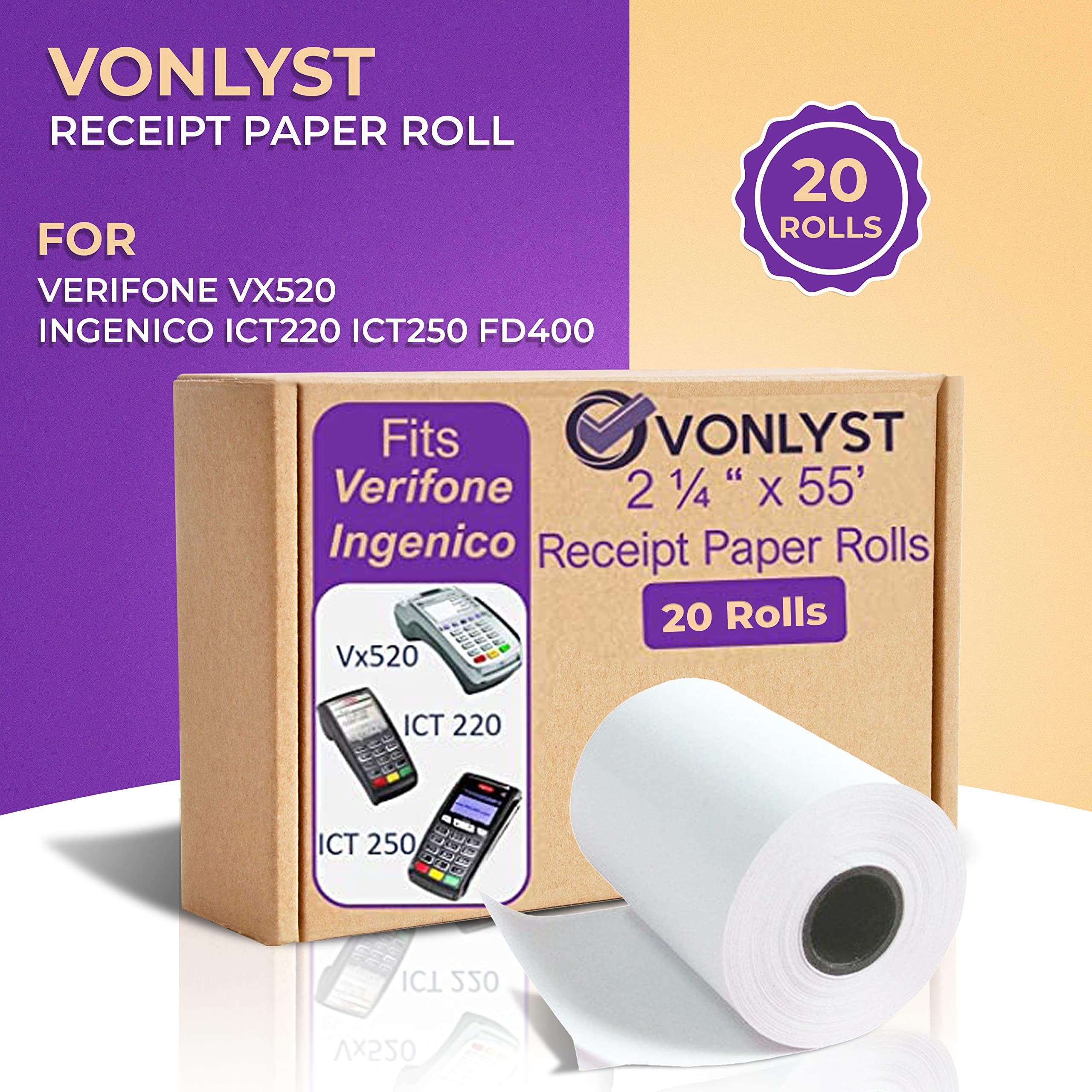 Amazon.co.jp: Vonlyst 感熱紙ロール 2 1/4 x 55 Verifone Vx520
