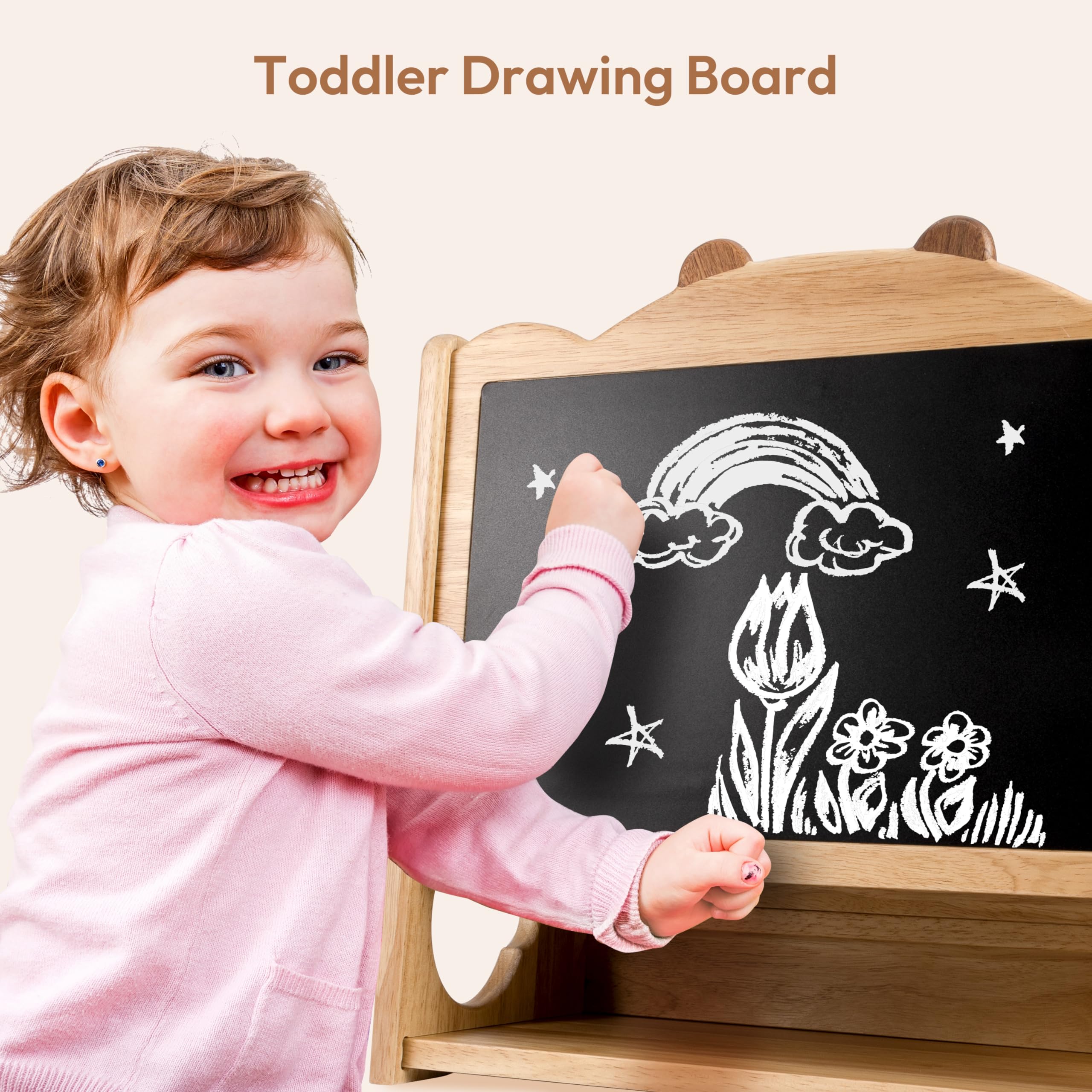 Amazon.co.jp: Woodtoe モンテッソーリ 本棚 子供用 天然木本棚 黒板