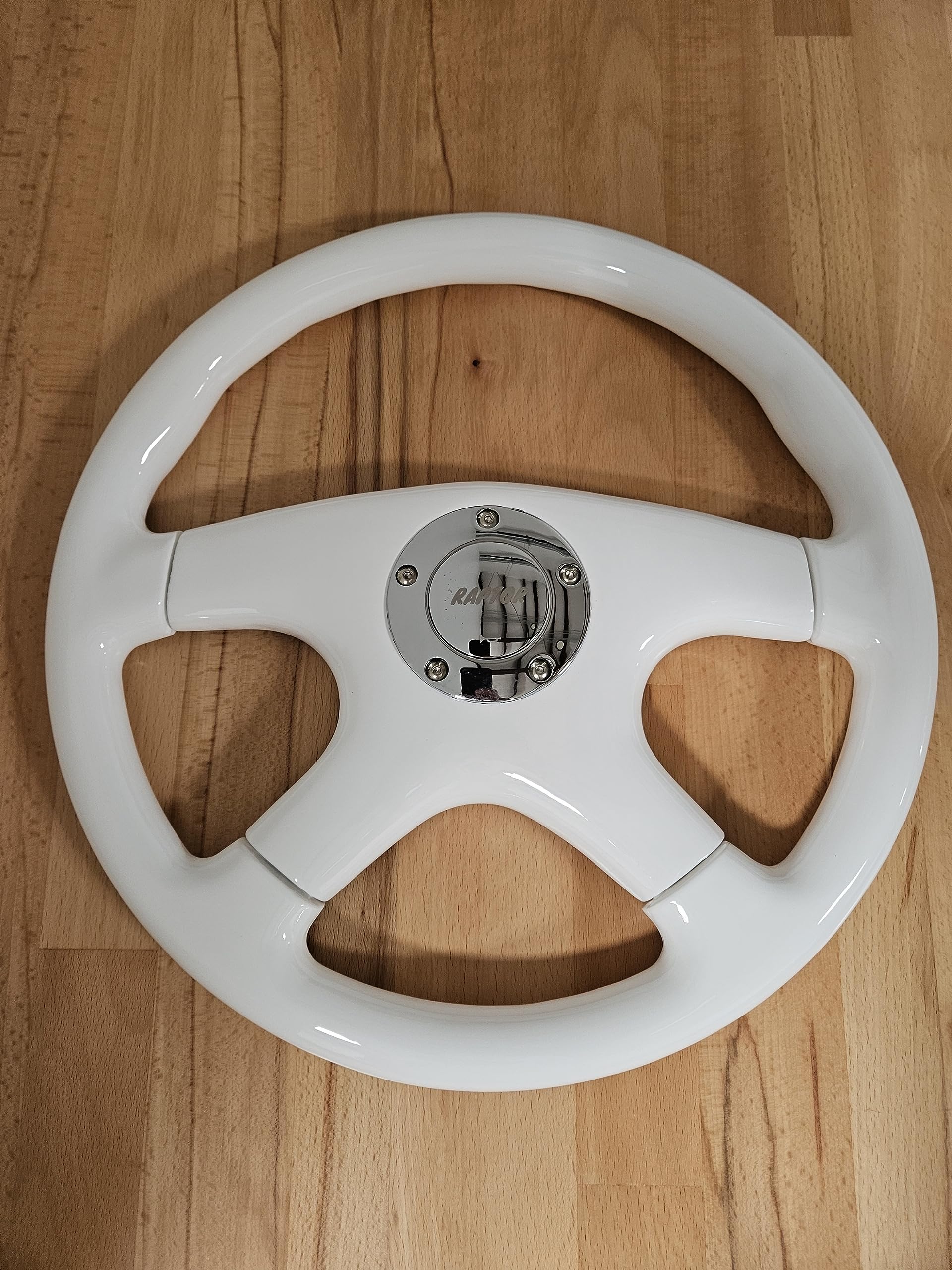 Amazon | Raptor 15インチ ホワイトウッド ステアリングホイール