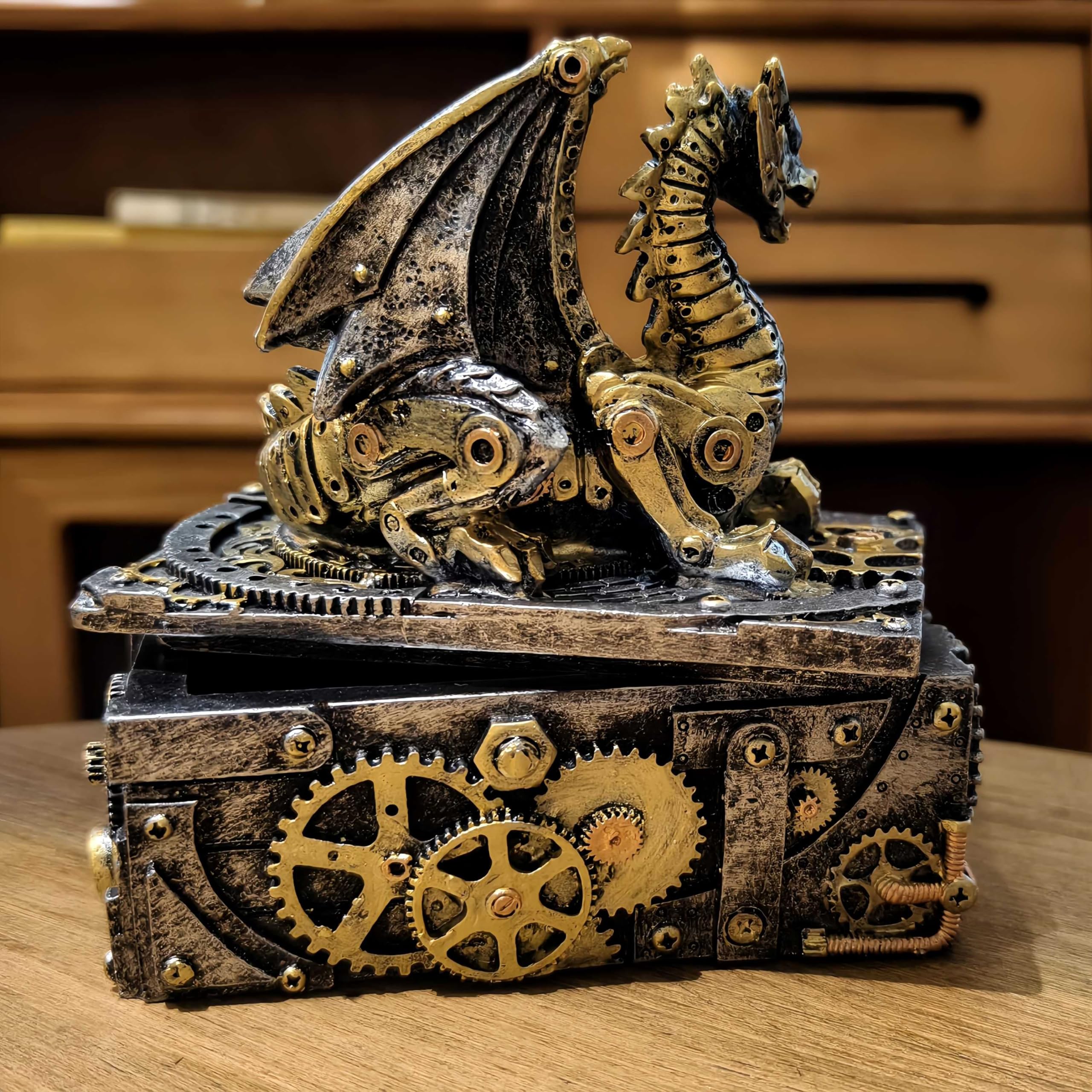 Amazon｜HEINBOW スチームパンク ドラゴン 像 小物入れ ドラゴン 置物