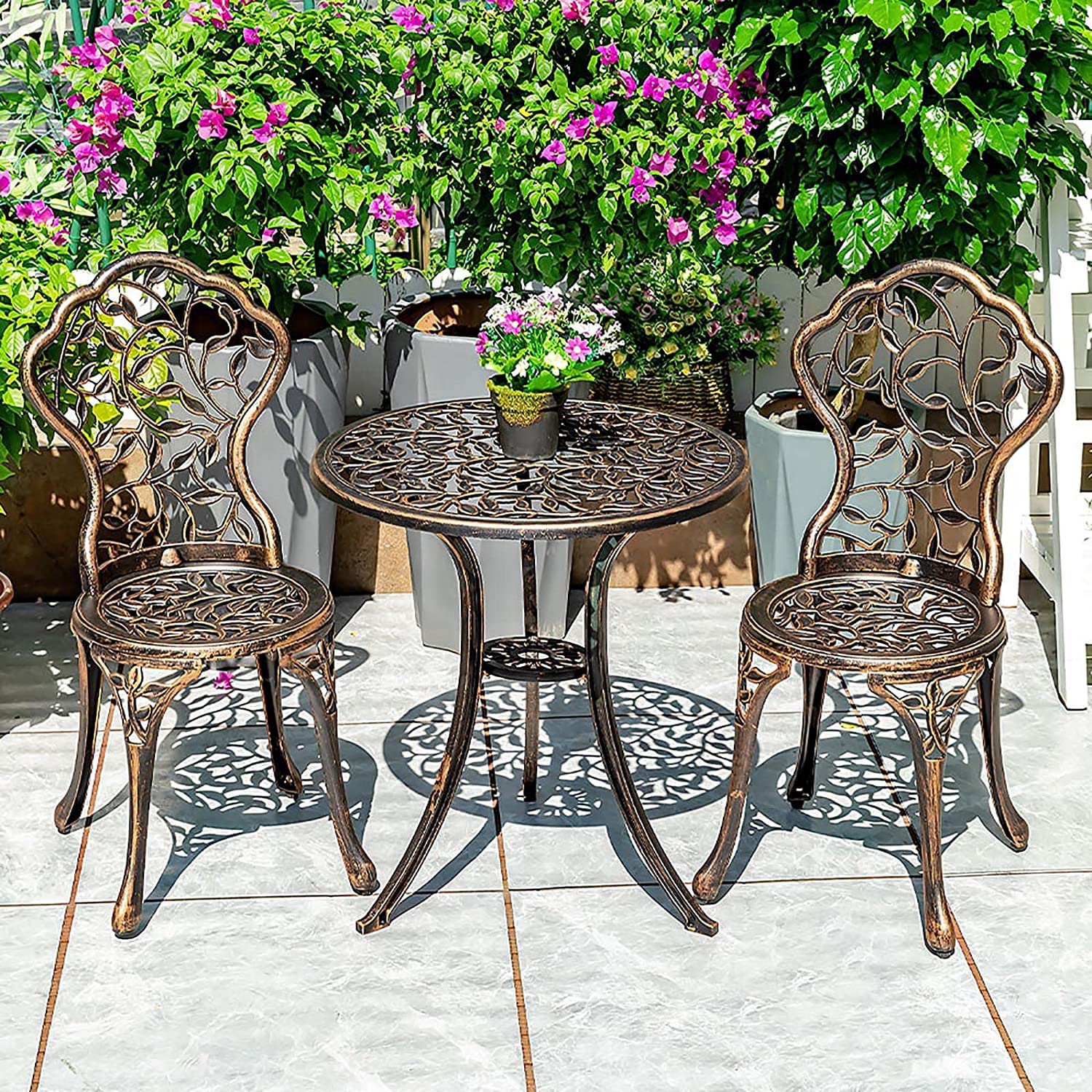 Amazon.co.jp: ガーデン3点セット アルミ鋳物ガーデンテーブル3点