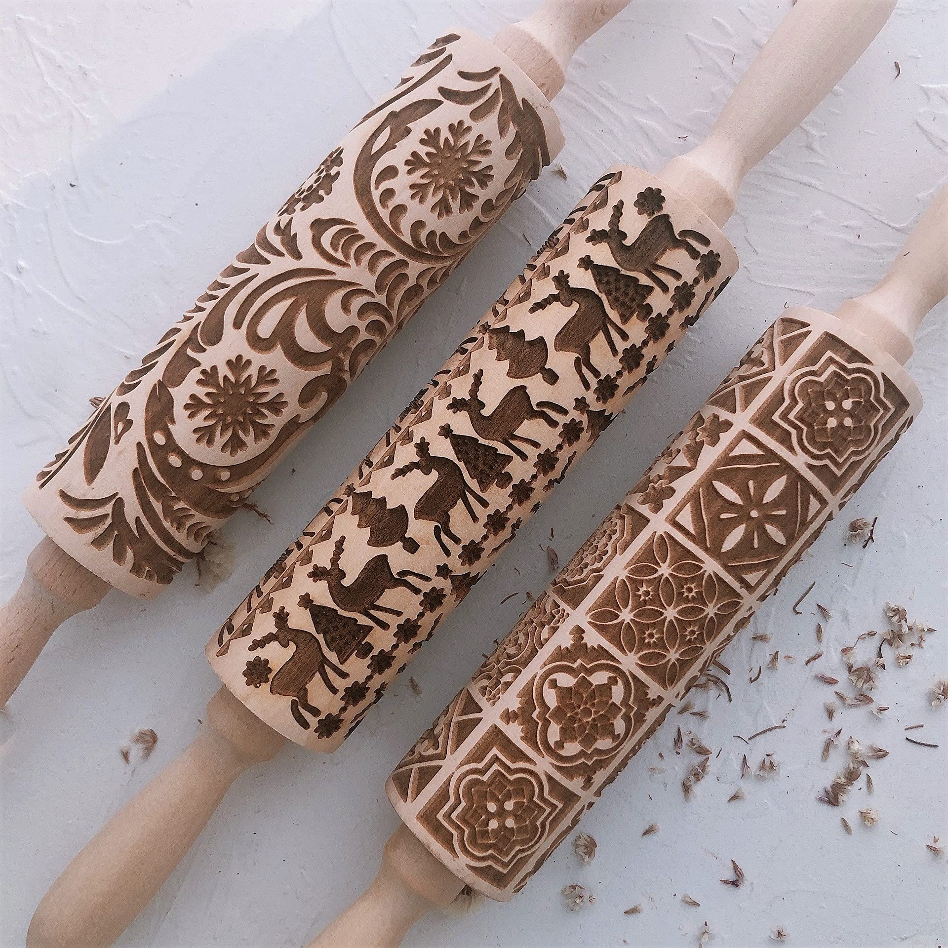 Amazon | D-MASTERY 【刻印が深め】クッキーローラー クッキー型 麵棒