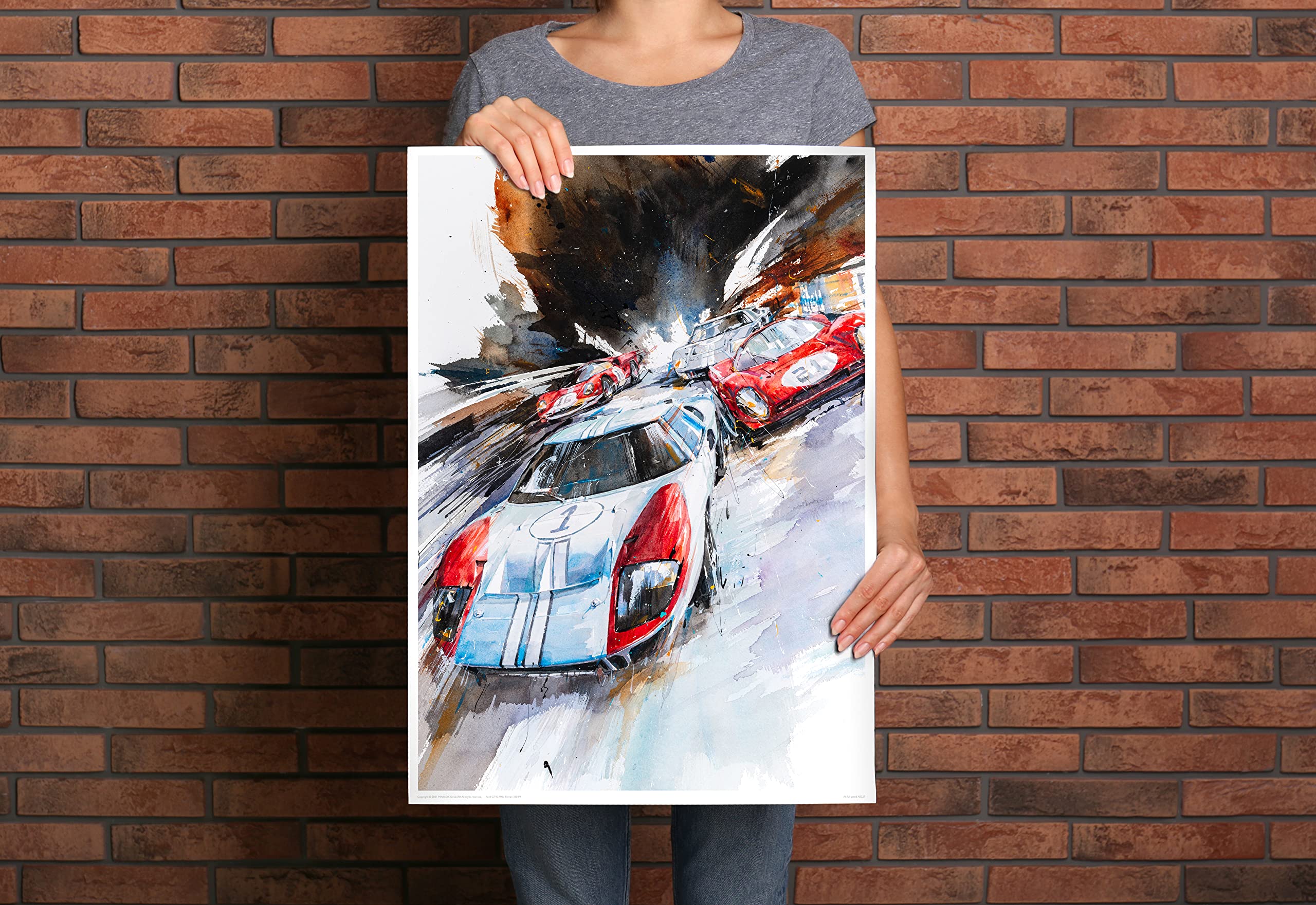 Amazon.co.jp: MINSEOK 水彩画 車 ポスター 屋内 装飾 [韓国製] A2