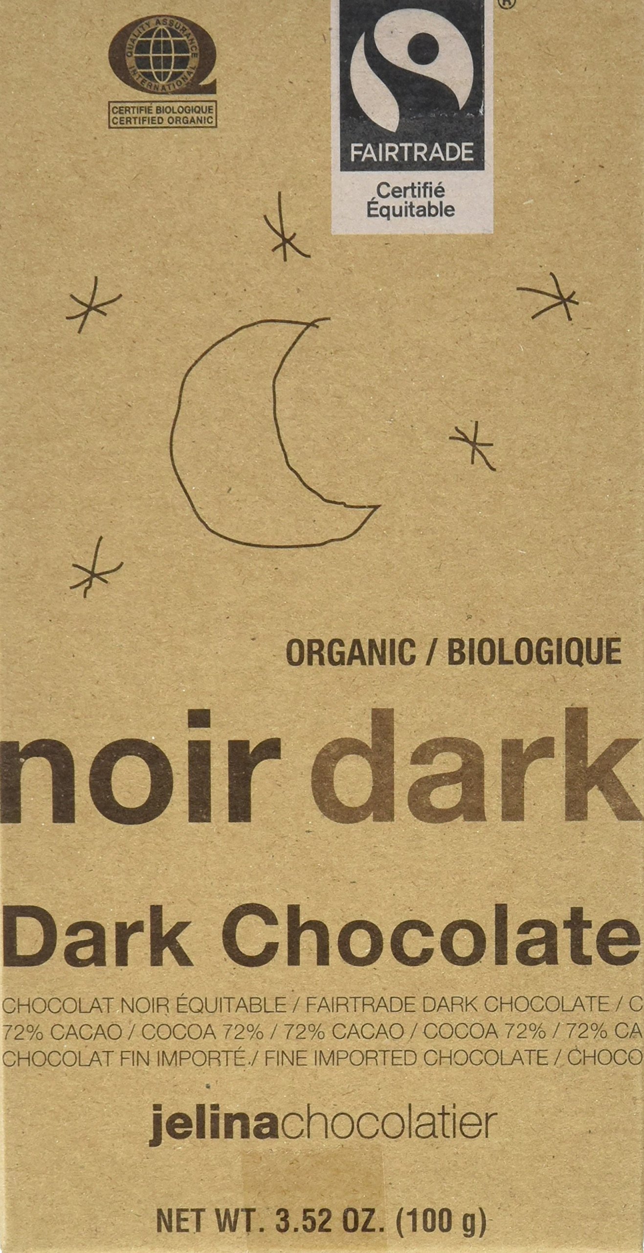 Amazon.com : Jelina Chocolatier Fair Trade Dark Chocolate Bar 72