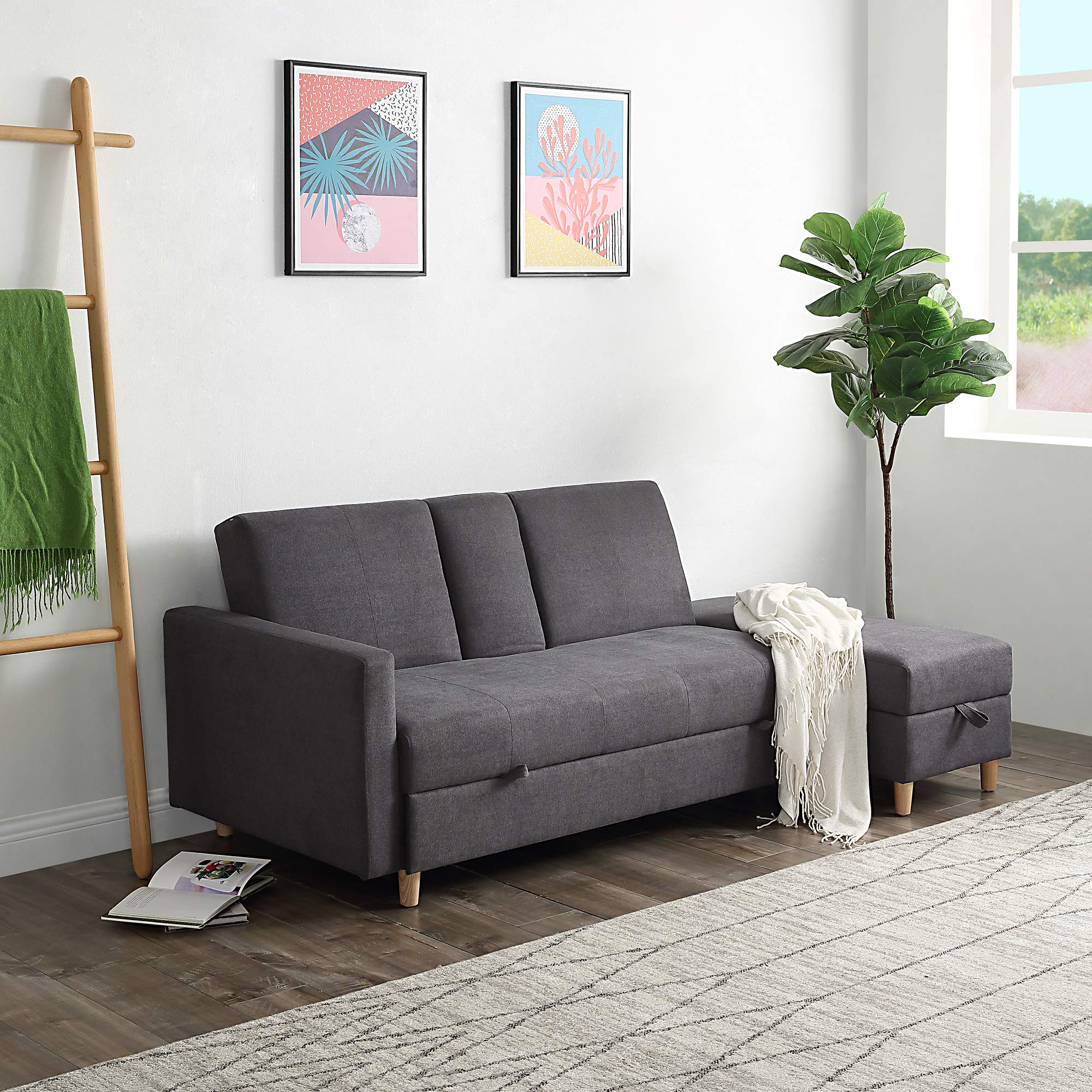 Amazon｜ソファーベッド 3人掛け 多機能 L字ソファー 収納付き