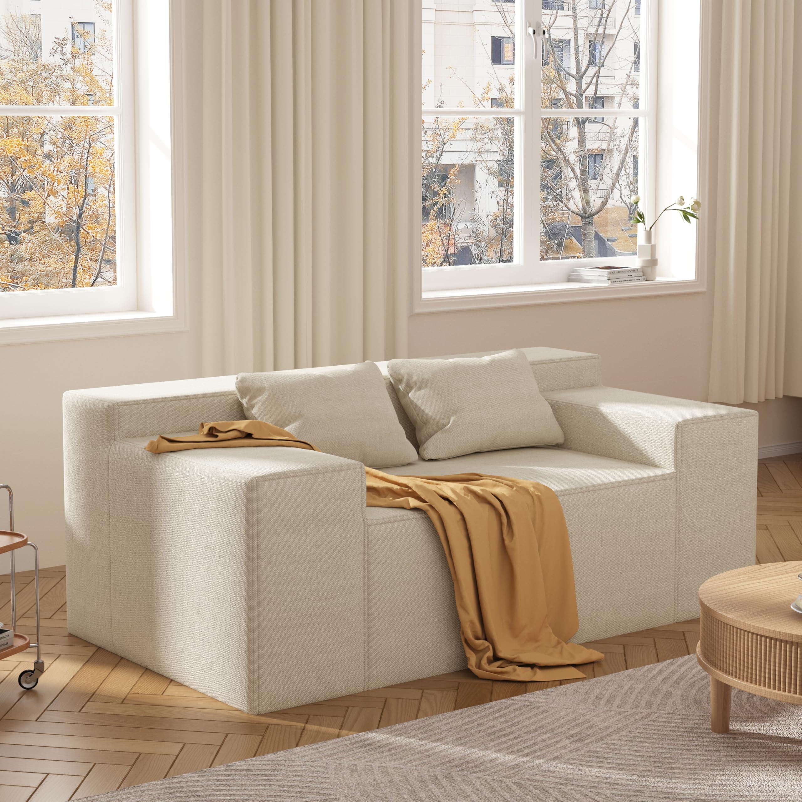 Amazon｜PurrJoys ソファー 2人掛け 幅120cm | ハイブリッド箱入