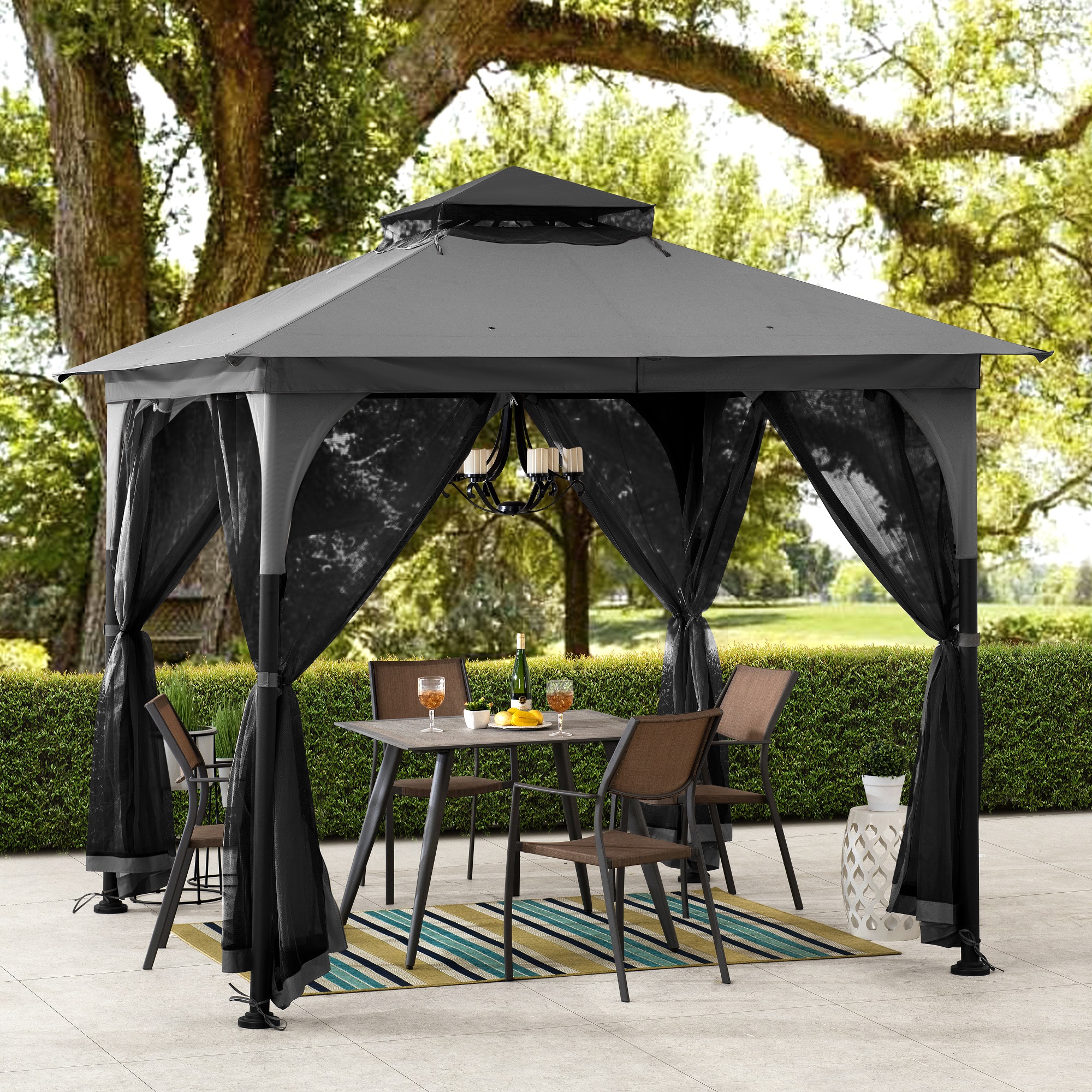 Amazon.com : Sunjoy 9 ft. x 9 ft. Gazebo with 2-Tier Canopy Roof