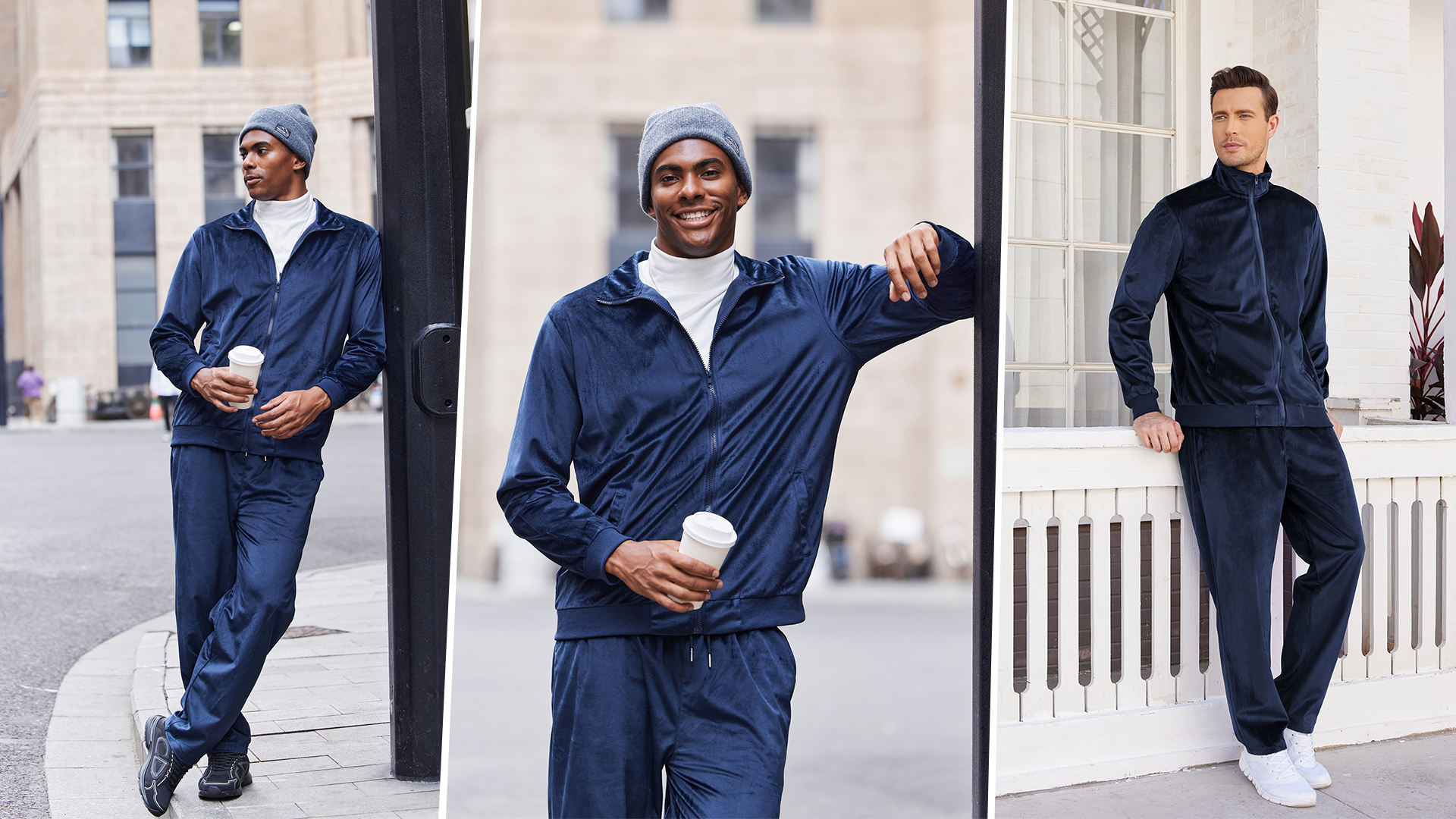 COOFANDY Mens 2 Piece Velour Tracksuit Full Zip Jackets Pants