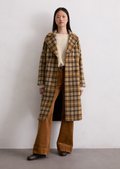 Checked coat relaxed made from an Italian wool blend - brown