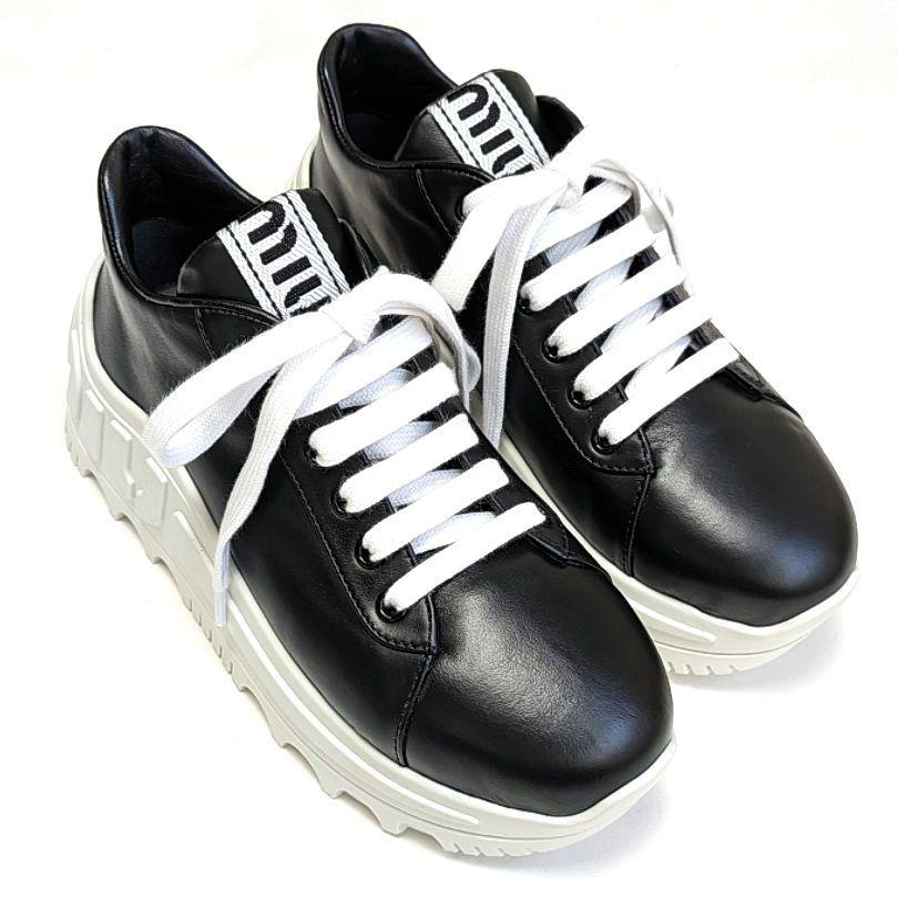 新品そっくりさん⭐miumiuミュウミュウ 厚底レザー スニーカー 36