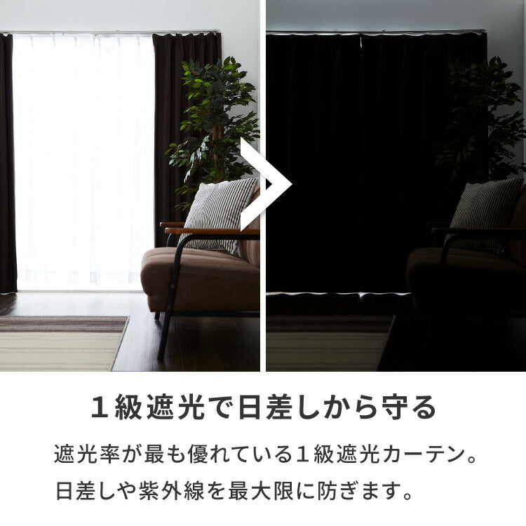 カーテン 遮光 1級 2級 2枚セット 20色×5サイズ 遮光率99.99% 一級