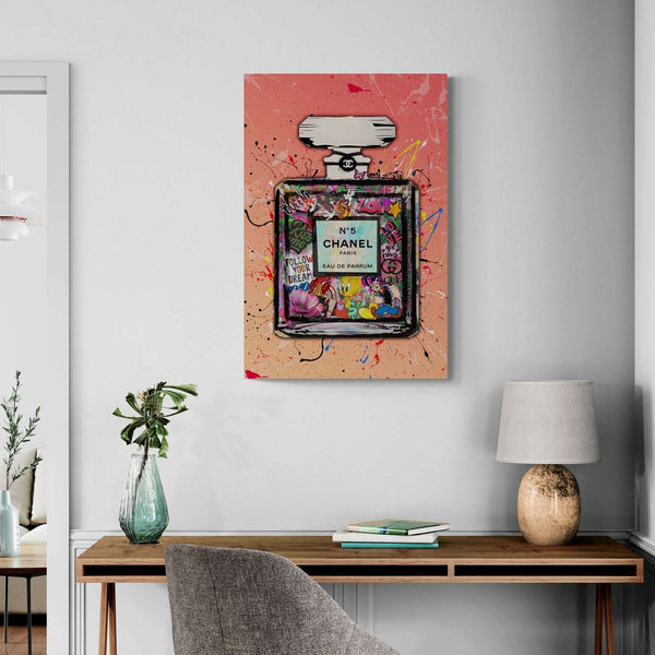 Graffiti Chanel No 5 - Pink - Magna Canvas