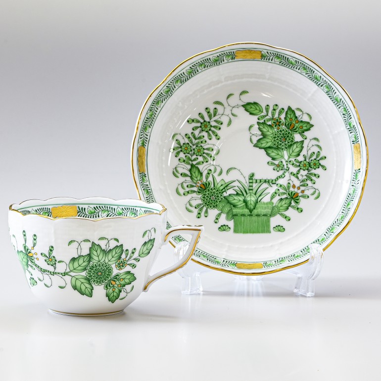 ヘレンド ティーカップ&ソーサー インドの華 洋食器 200ml 手描き 兼用