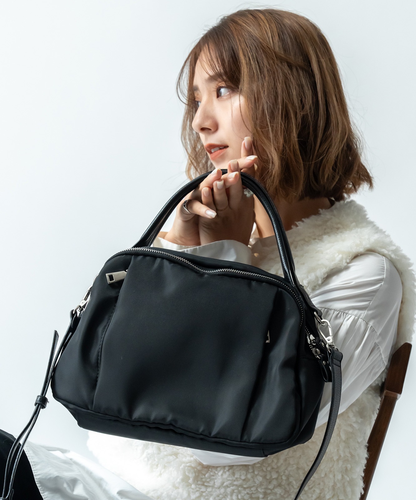 Rename ナイロン 2way ハンドバッグ