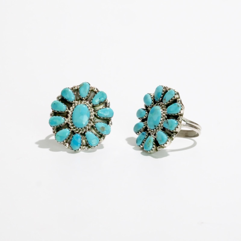 ◇size ナバホ族 Jason Benally ターコイズクラスターリング｜マライカ