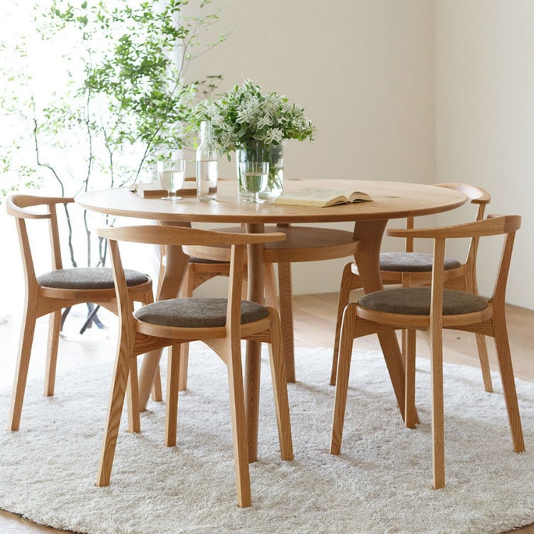 AGILE(アジレ) 丸テーブル ダイニングテーブル オーク材 無垢 円形 91