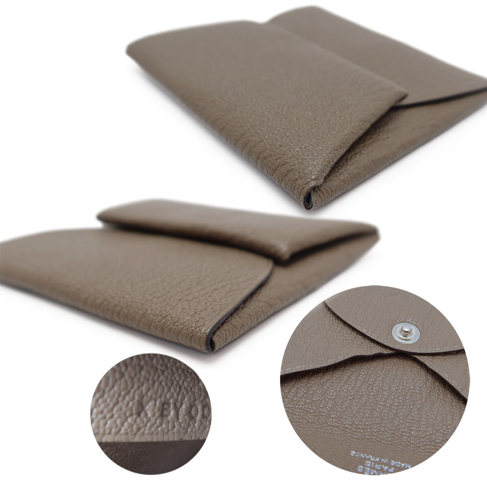 HERMES エルメス バスティアコインケース X刻印 シェーブル エトゥープ