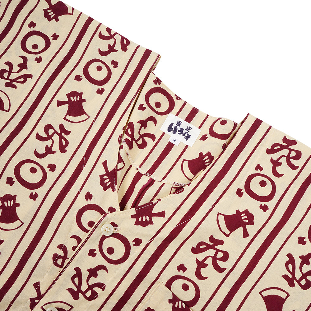 東京いろは 注染特岡生地 鯉口シャツ 斧琴菊 （茶） – 日本橋 丸直商店