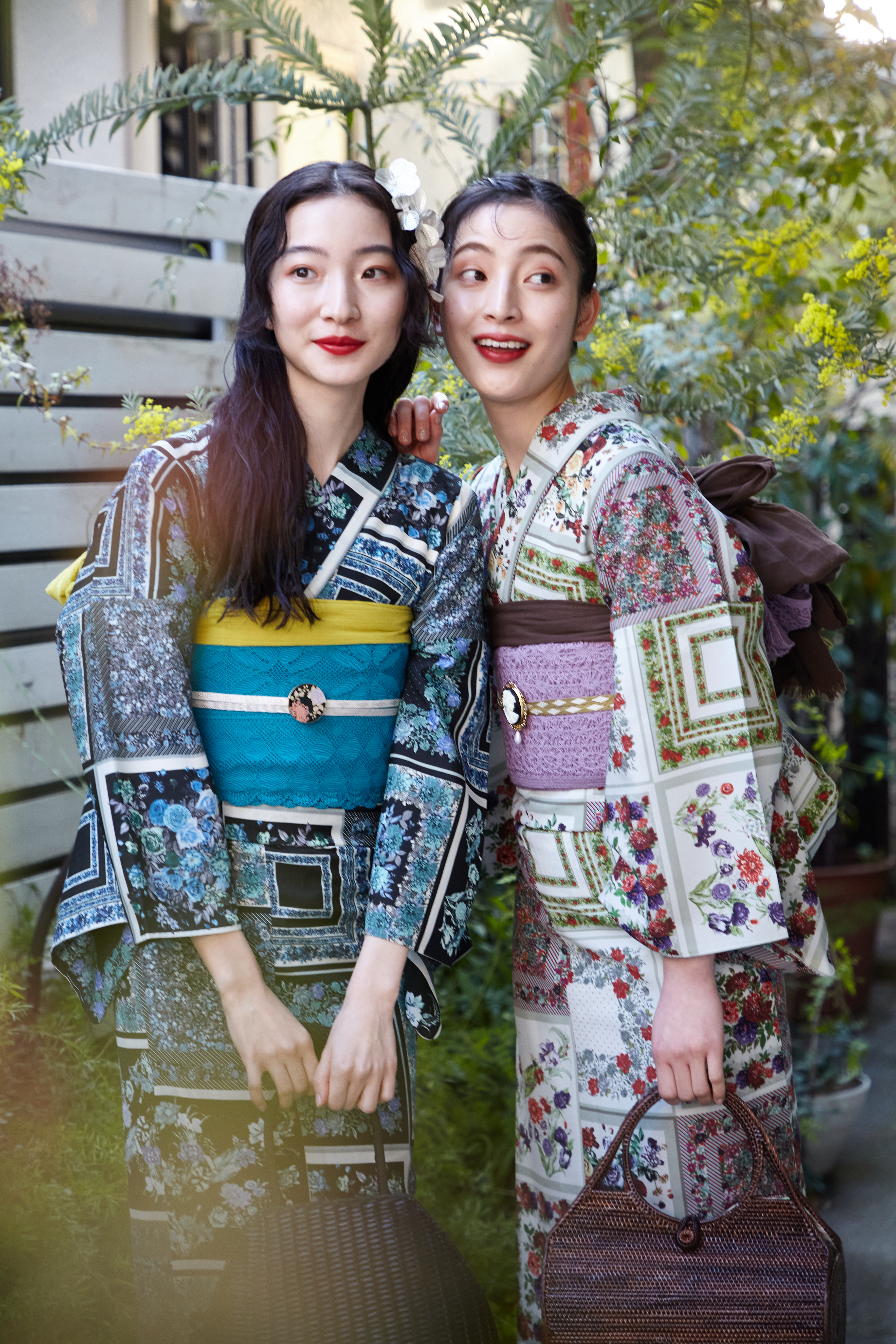 残りわずか】浴衣単品「 スカーフローズ 」(FREE レッド): ふりふ