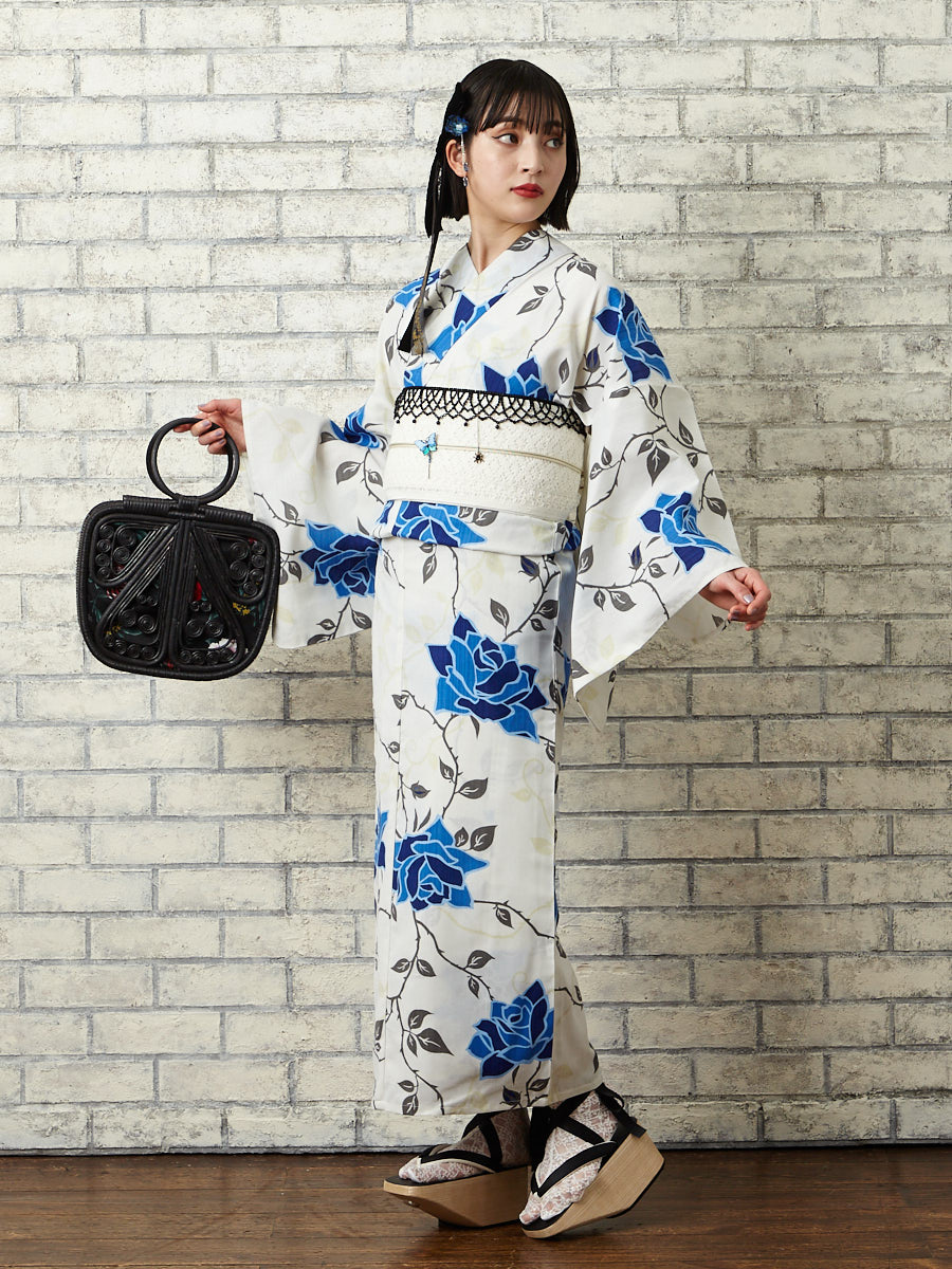 浴衣単品「 NaturalFurifu 青薔薇 」(FREE ブルー): ふりふ ｜ミマツ