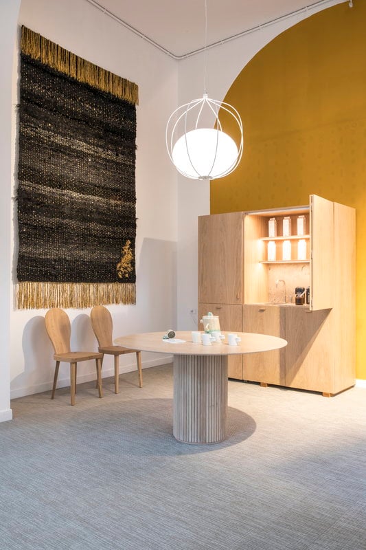 Asplund Palais Royal dining table, 130 cm, white stained oak